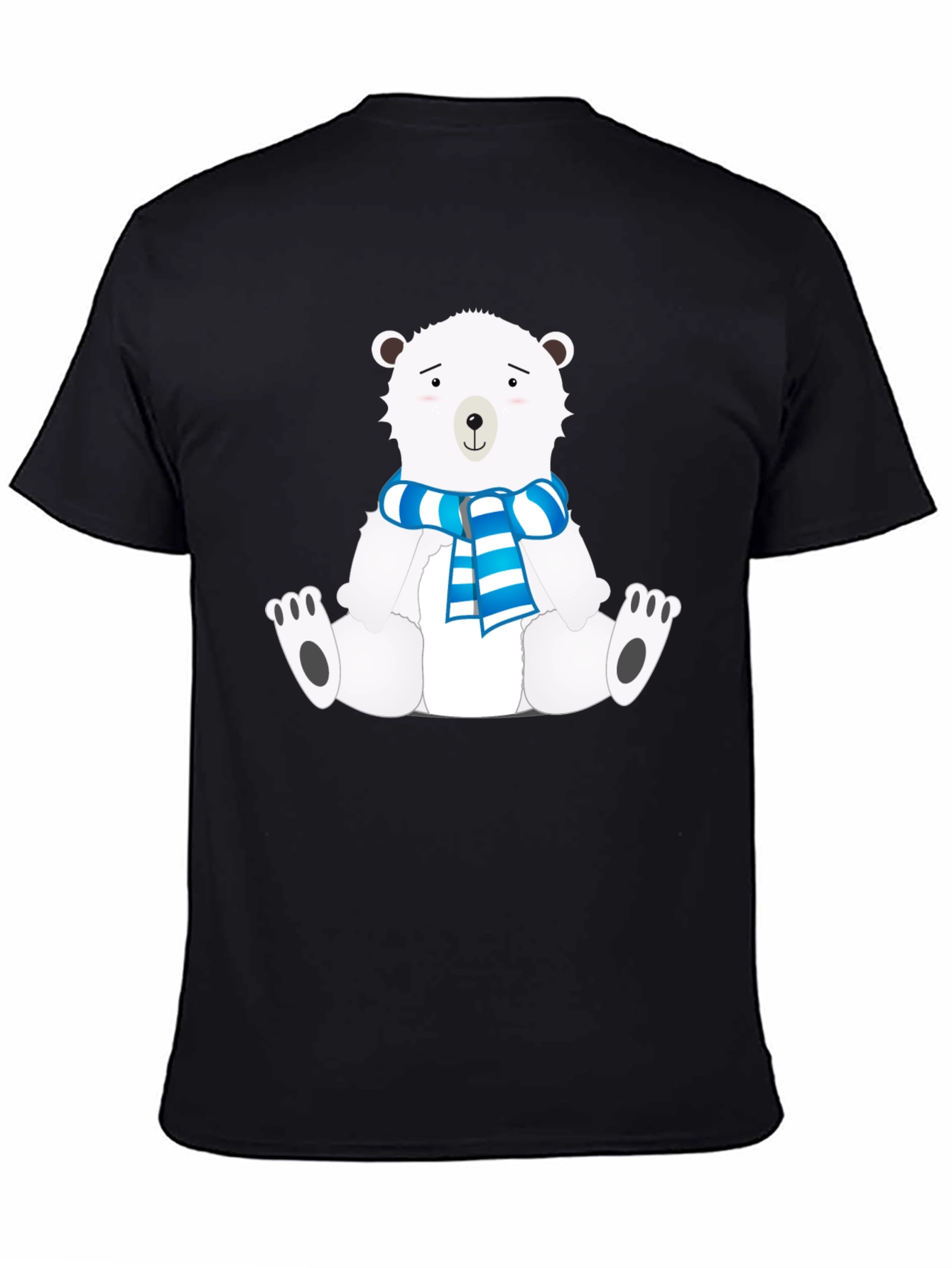 Polar Bear Scarf Graphic Black Tee