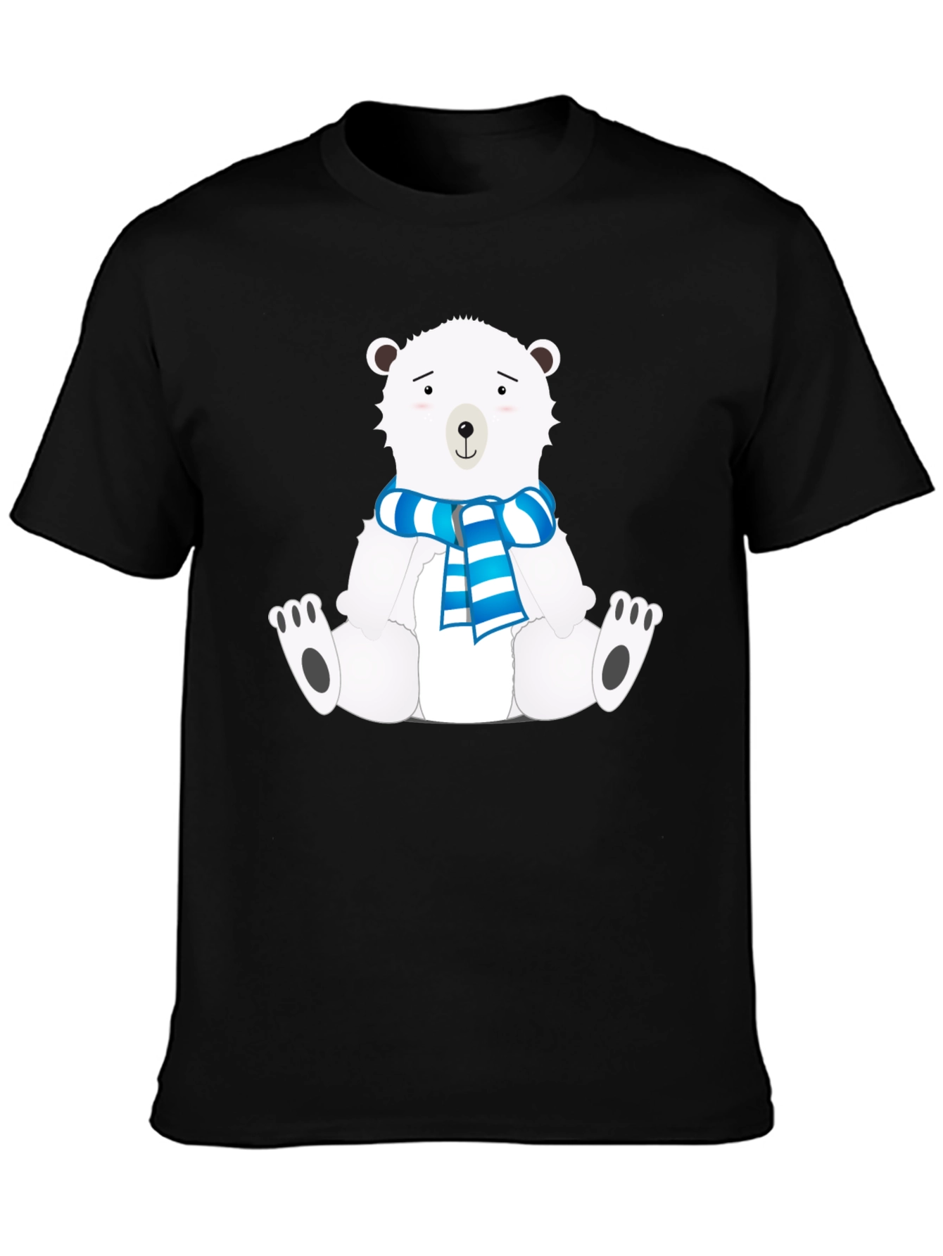 Polar Bear Scarf Graphic Black Tee