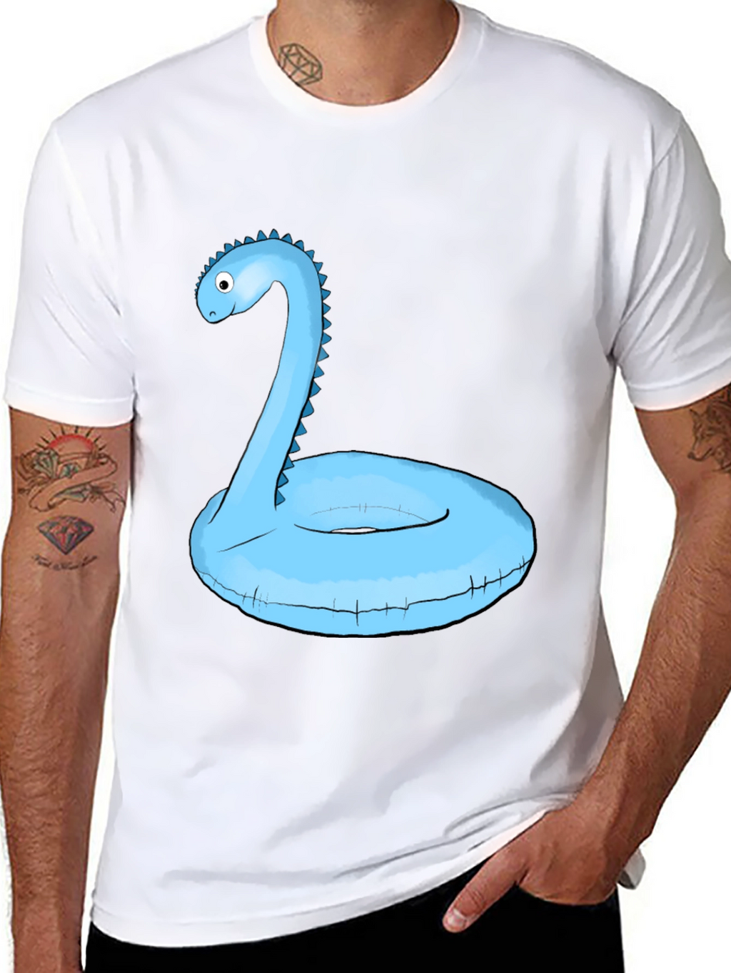 Dino Pool Float T-Shirt - Black Graphic Tee