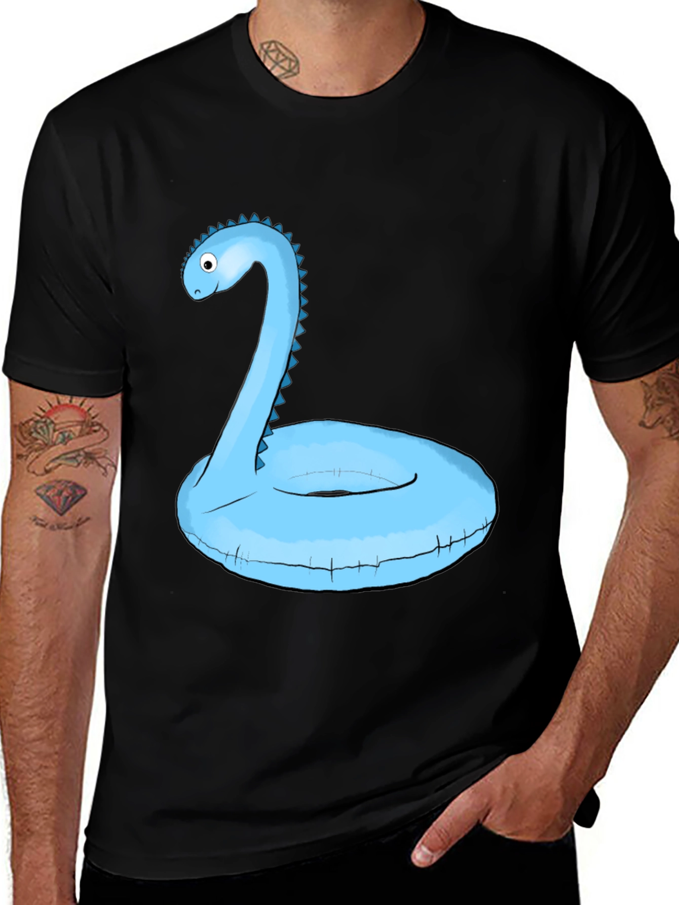Dino Pool Float T-Shirt - Black Graphic Tee