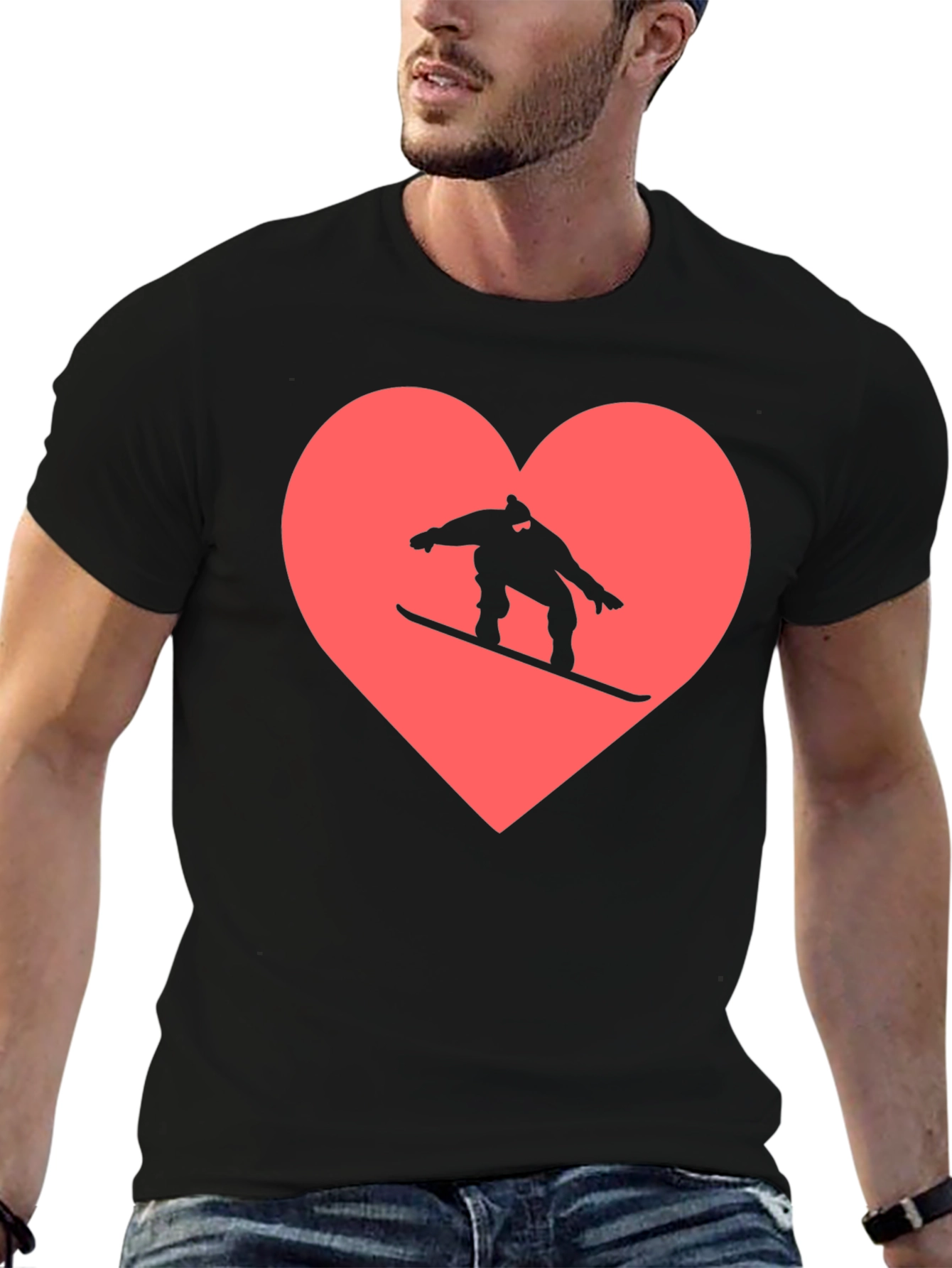 Snowboard Heart Graphic Tee - Black