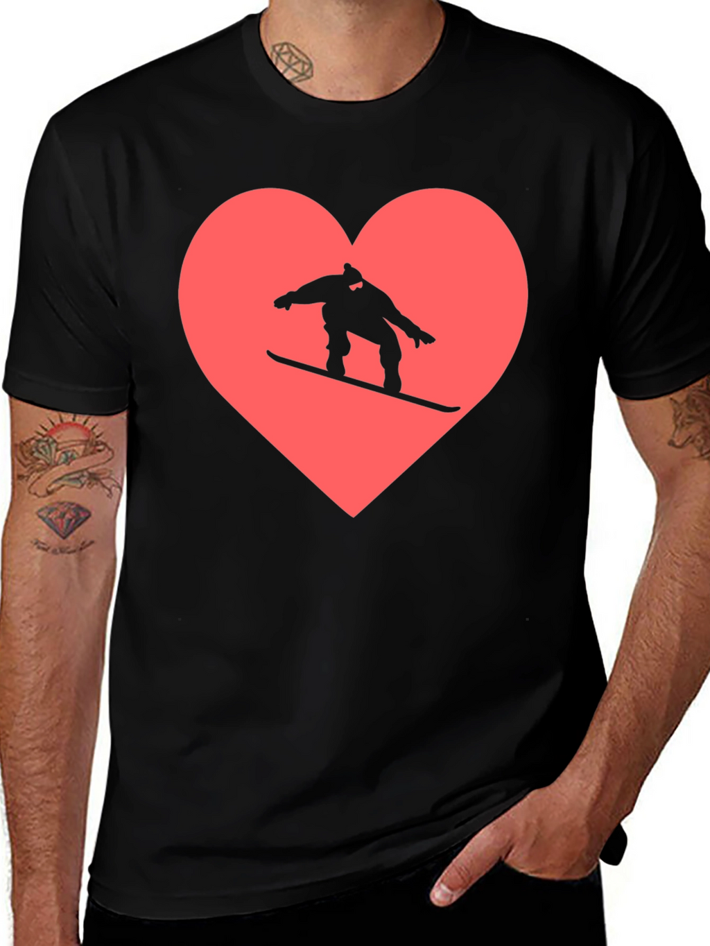 Snowboard Heart Graphic Tee - Black