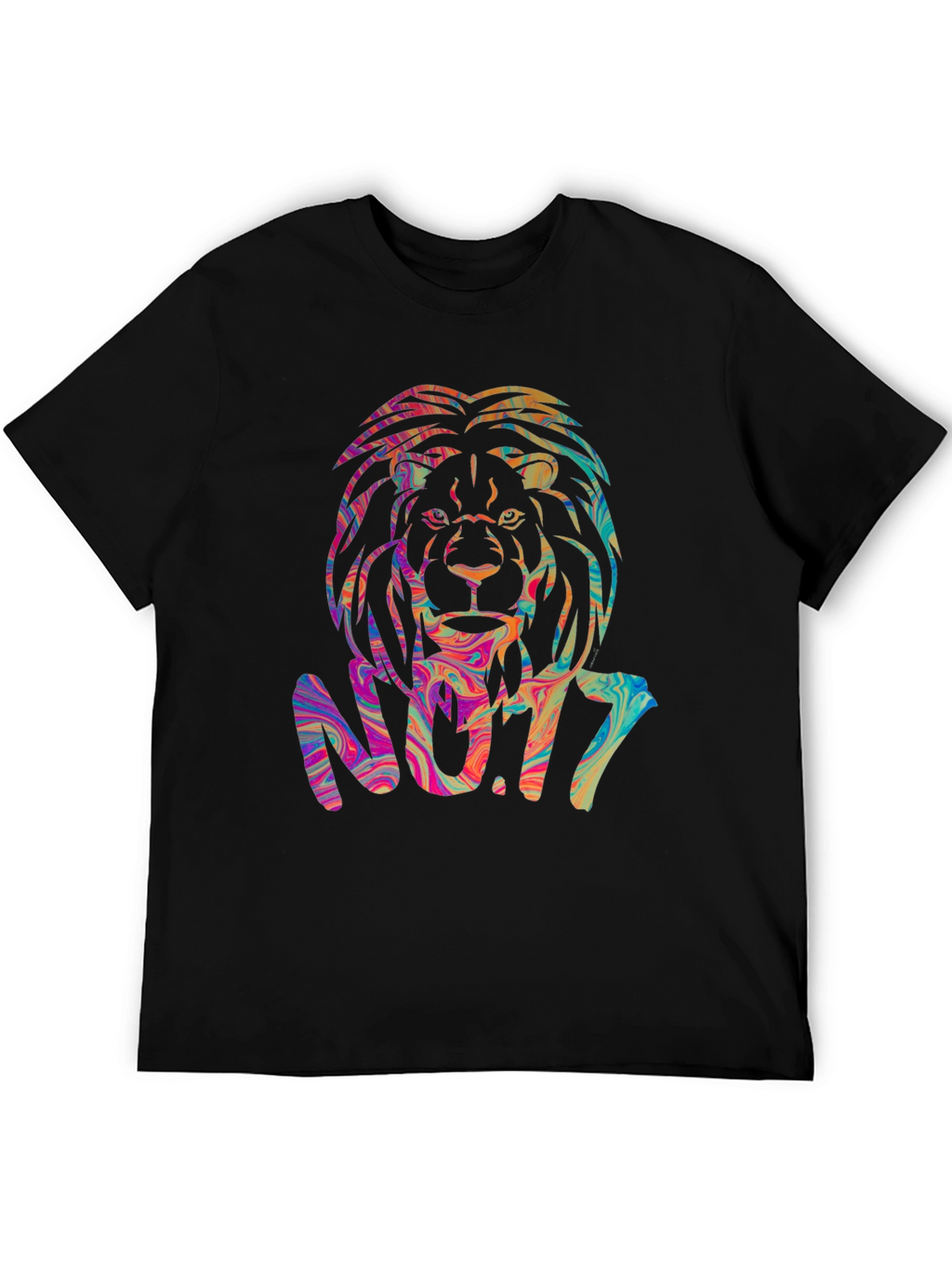 Psychedelic Lion Graphic Black T-Shirt
