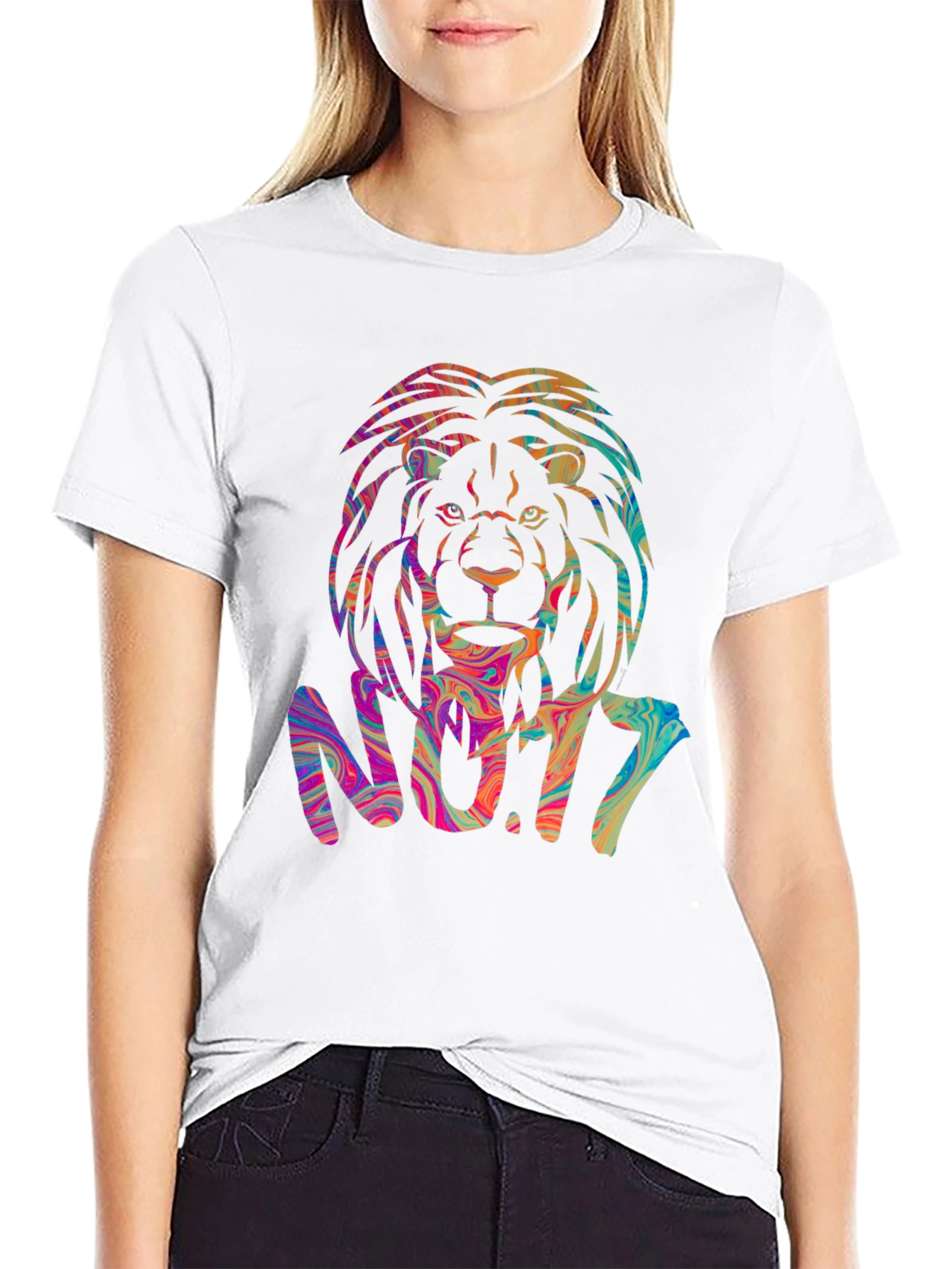 Psychedelic Lion Graphic Black T-Shirt