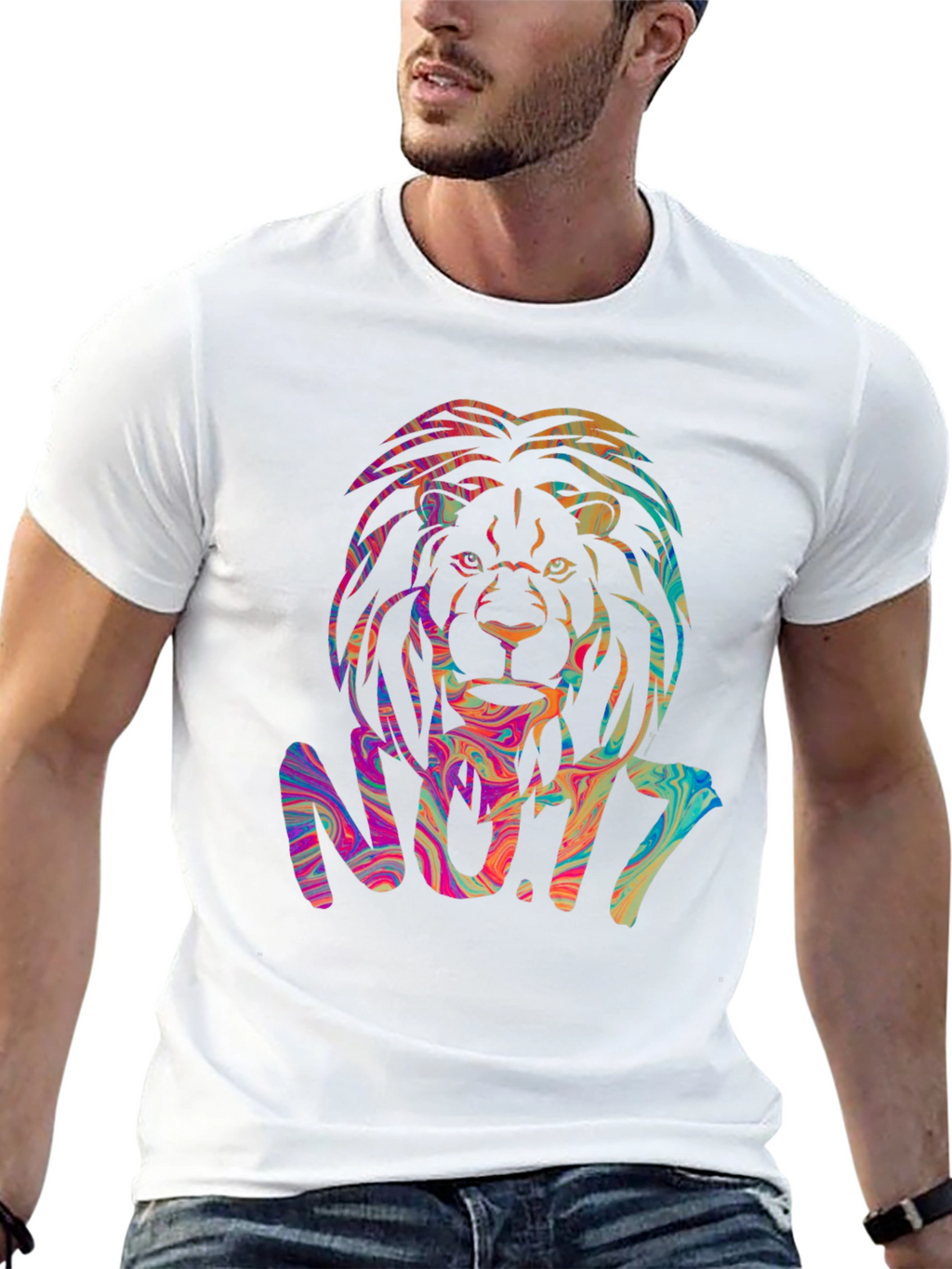 Psychedelic Lion Graphic Black T-Shirt