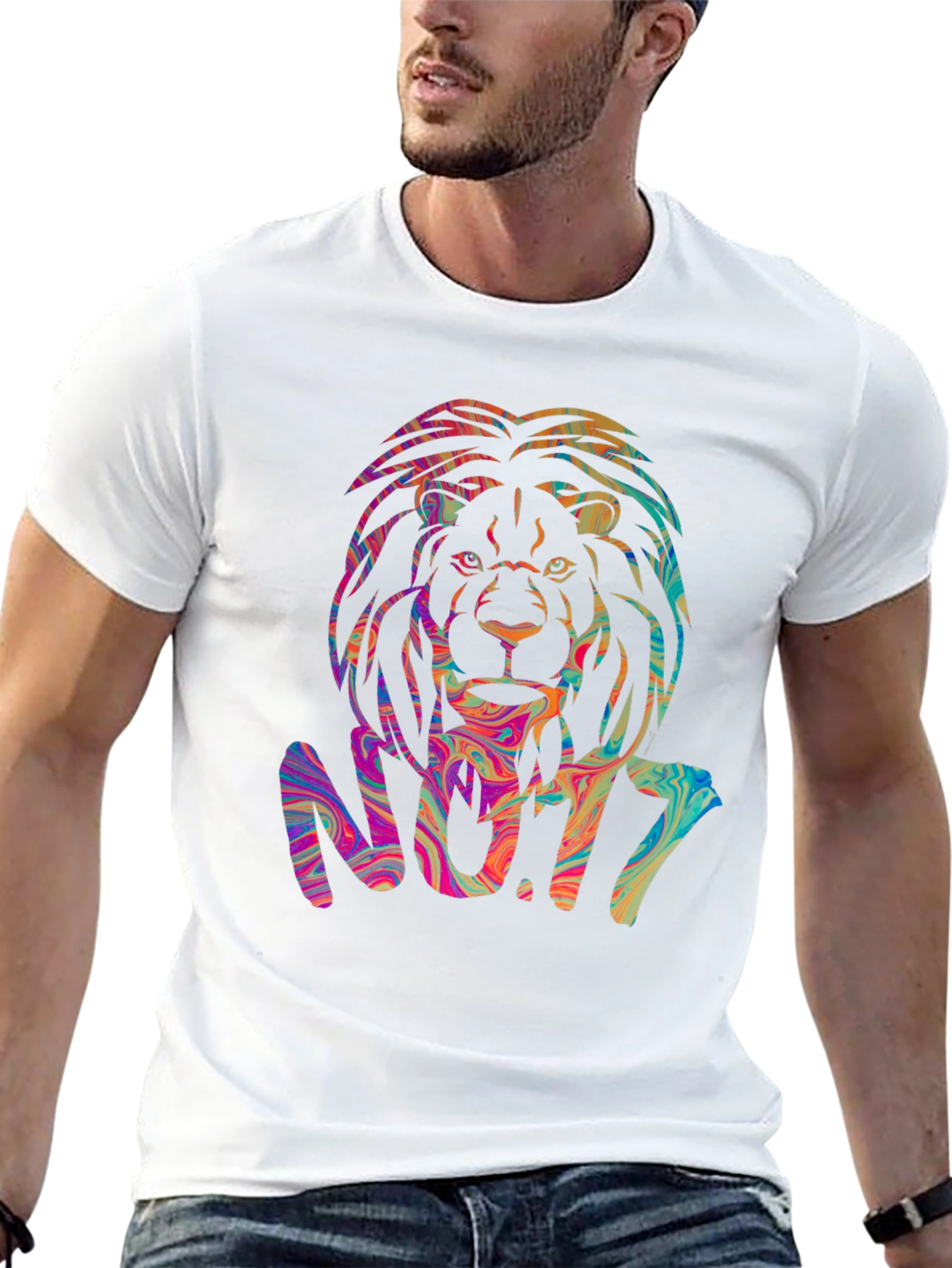 Psychedelic Lion Graphic Black T-Shirt