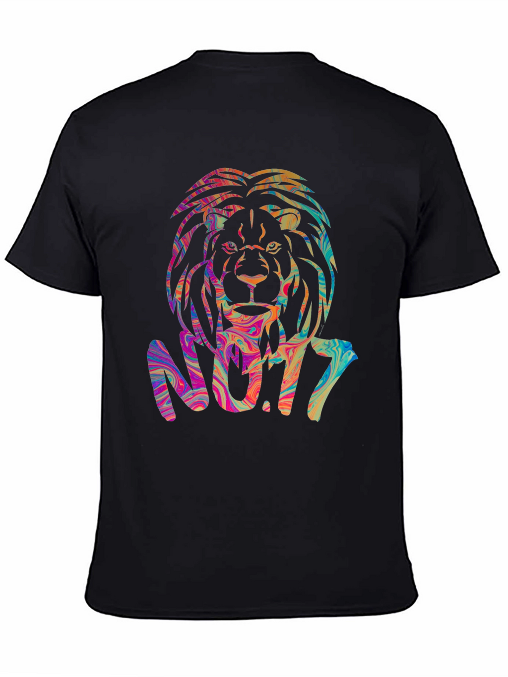 Psychedelic Lion Graphic Black T-Shirt
