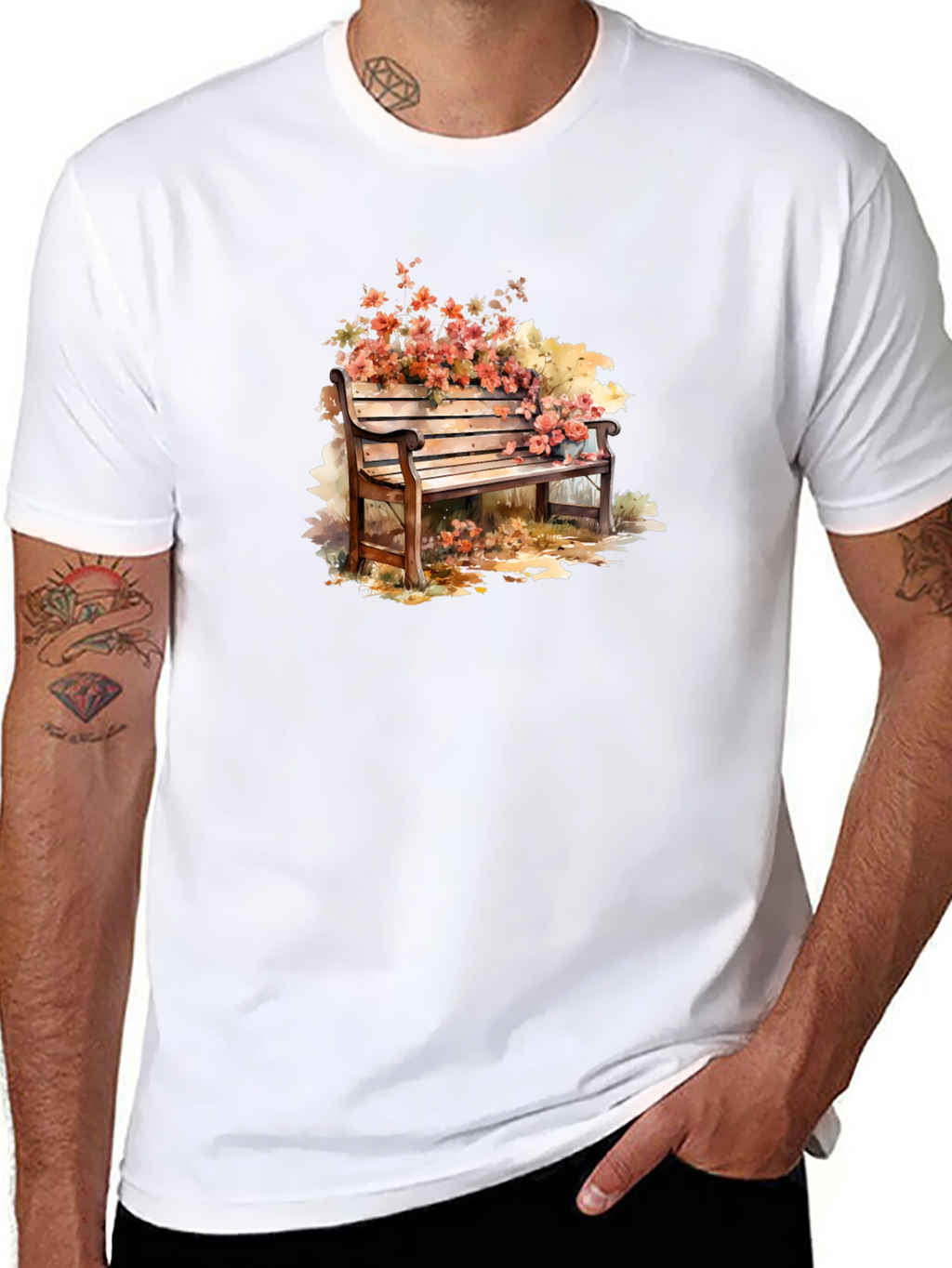 Floral Bench Graphic Tee - Unique Style