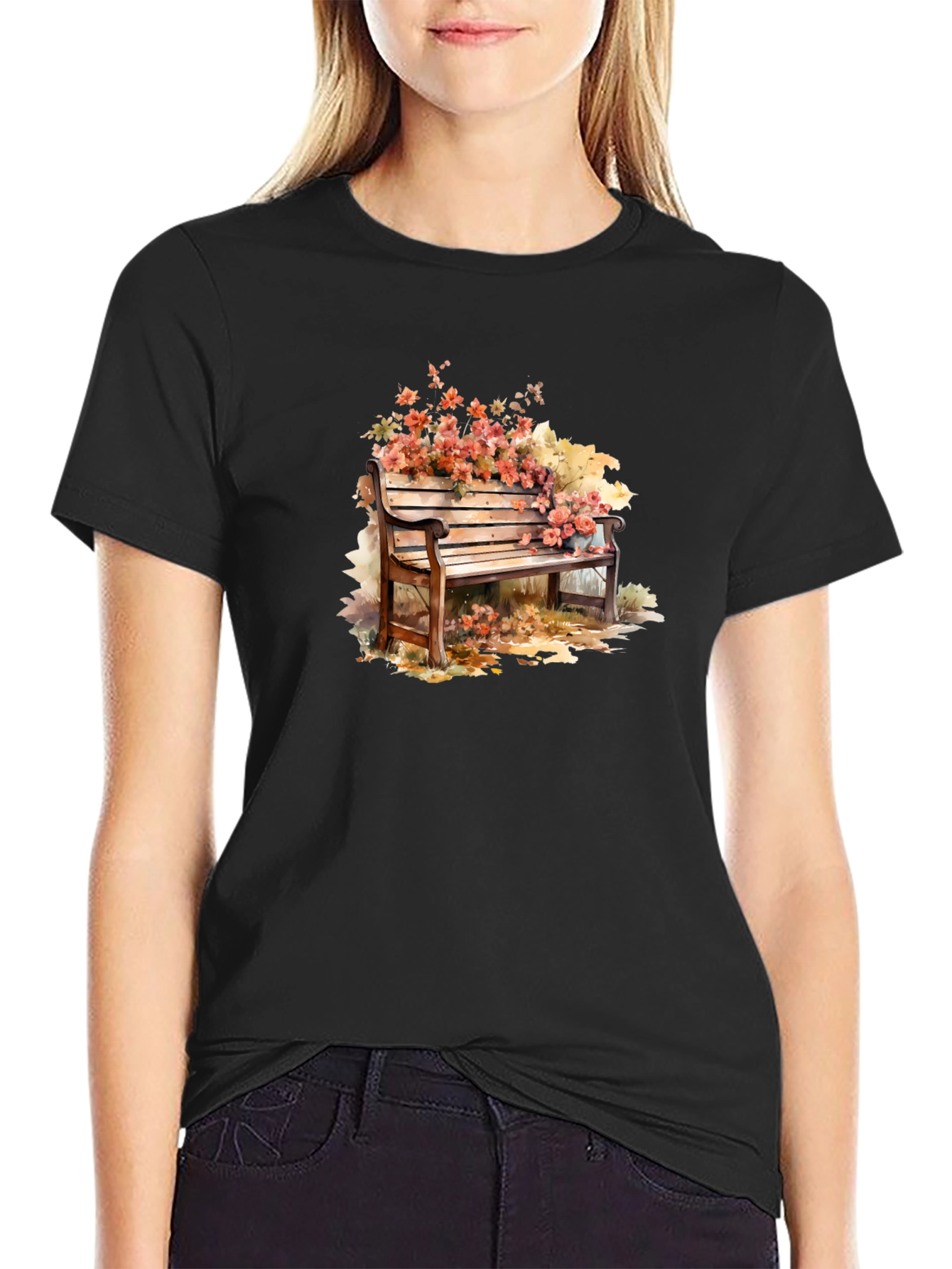Floral Bench Graphic Tee - Unique Style