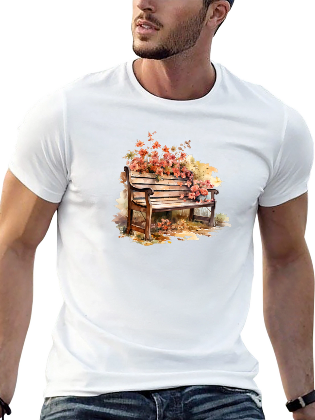 Floral Bench Graphic Tee - Unique Style