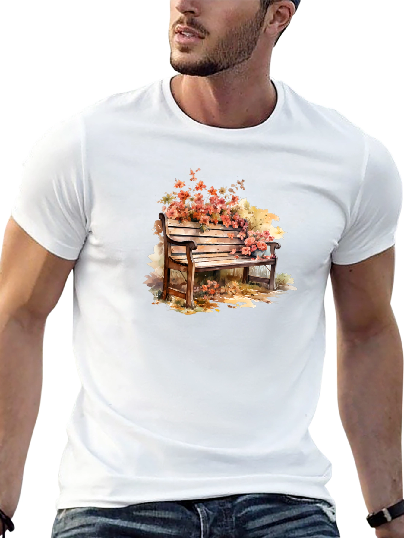 Floral Bench Graphic Tee - Unique Style