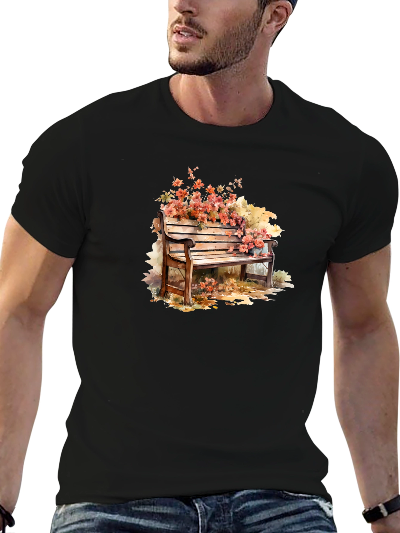 Floral Bench Graphic Tee - Unique Style