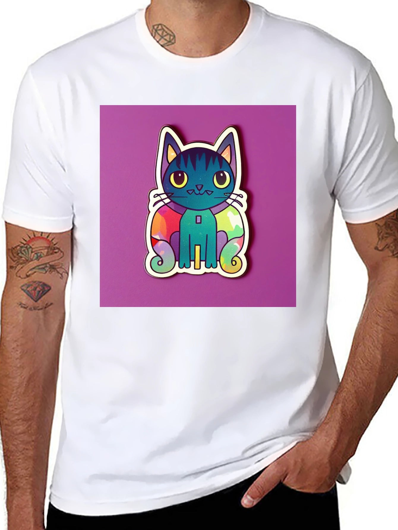 Cute Cat Graphic T-Shirt - Black
