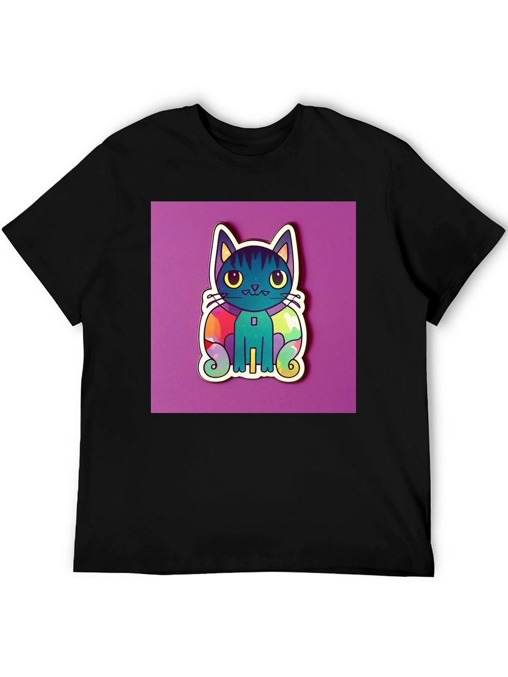 Cute Cat Graphic T-Shirt - Black