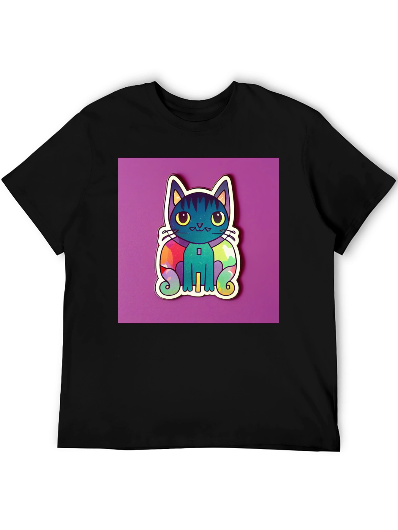 Cute Cat Graphic T-Shirt - Black