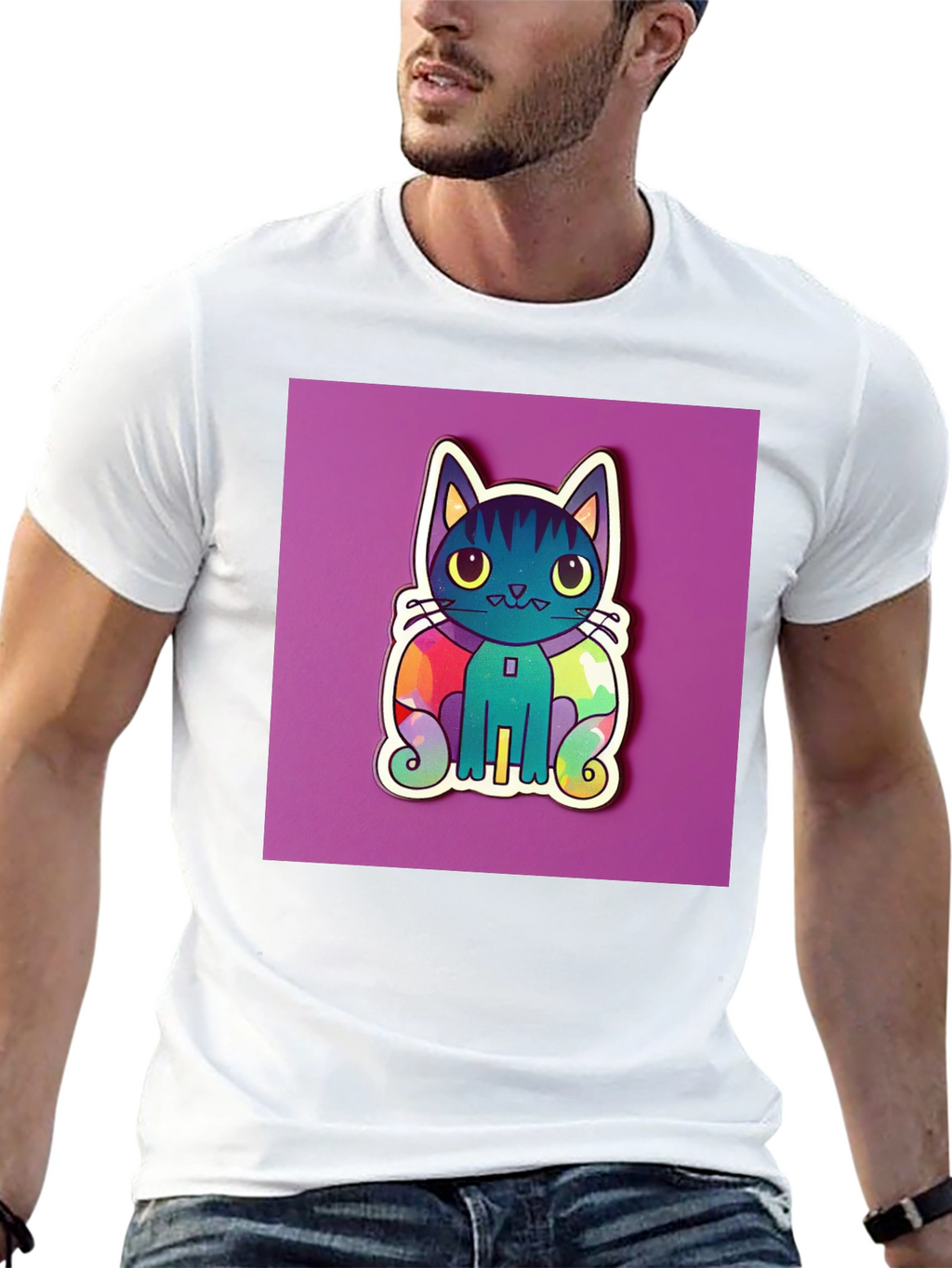 Cute Cat Graphic T-Shirt - Black