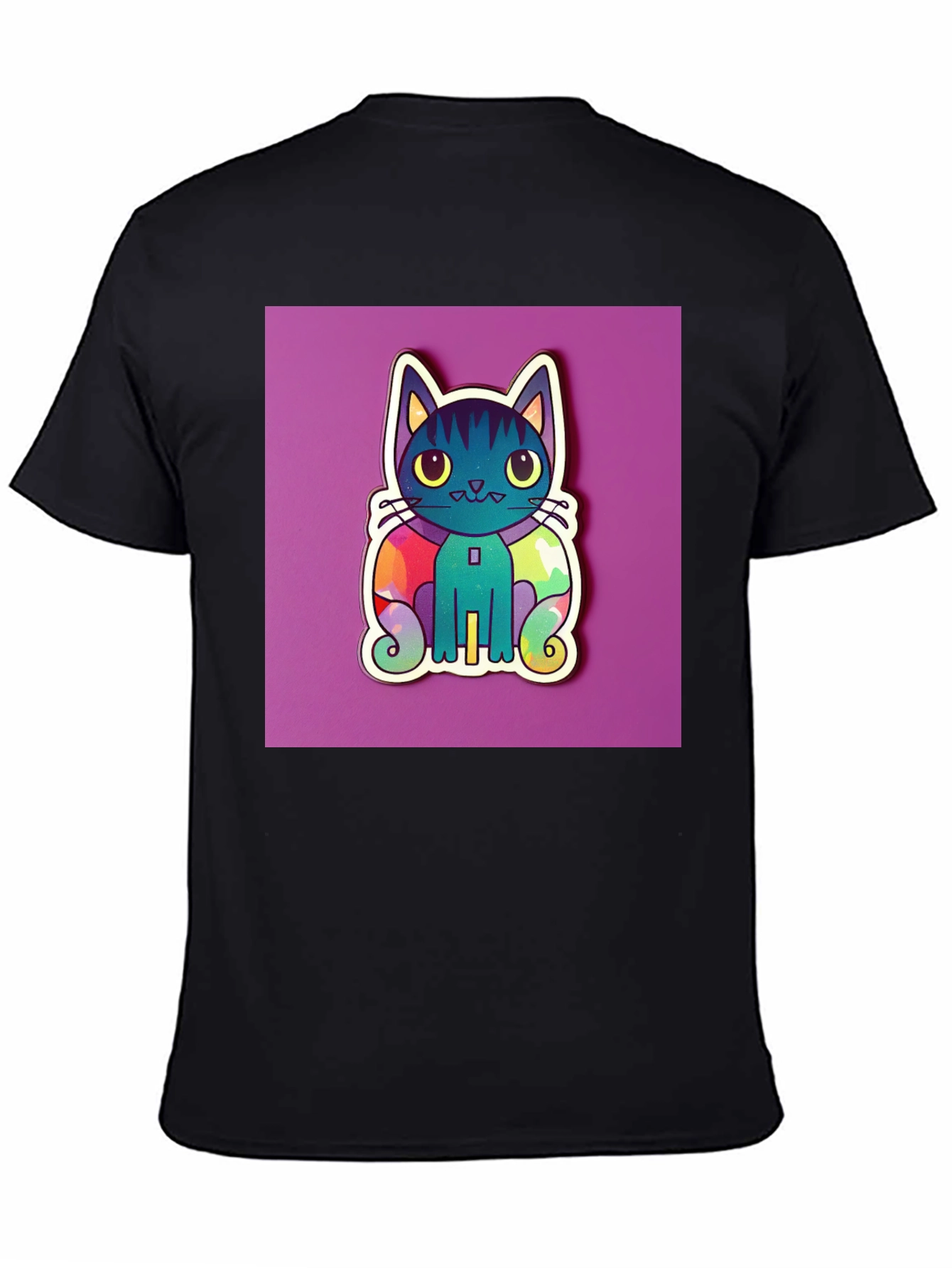 Cute Cat Graphic T-Shirt - Black