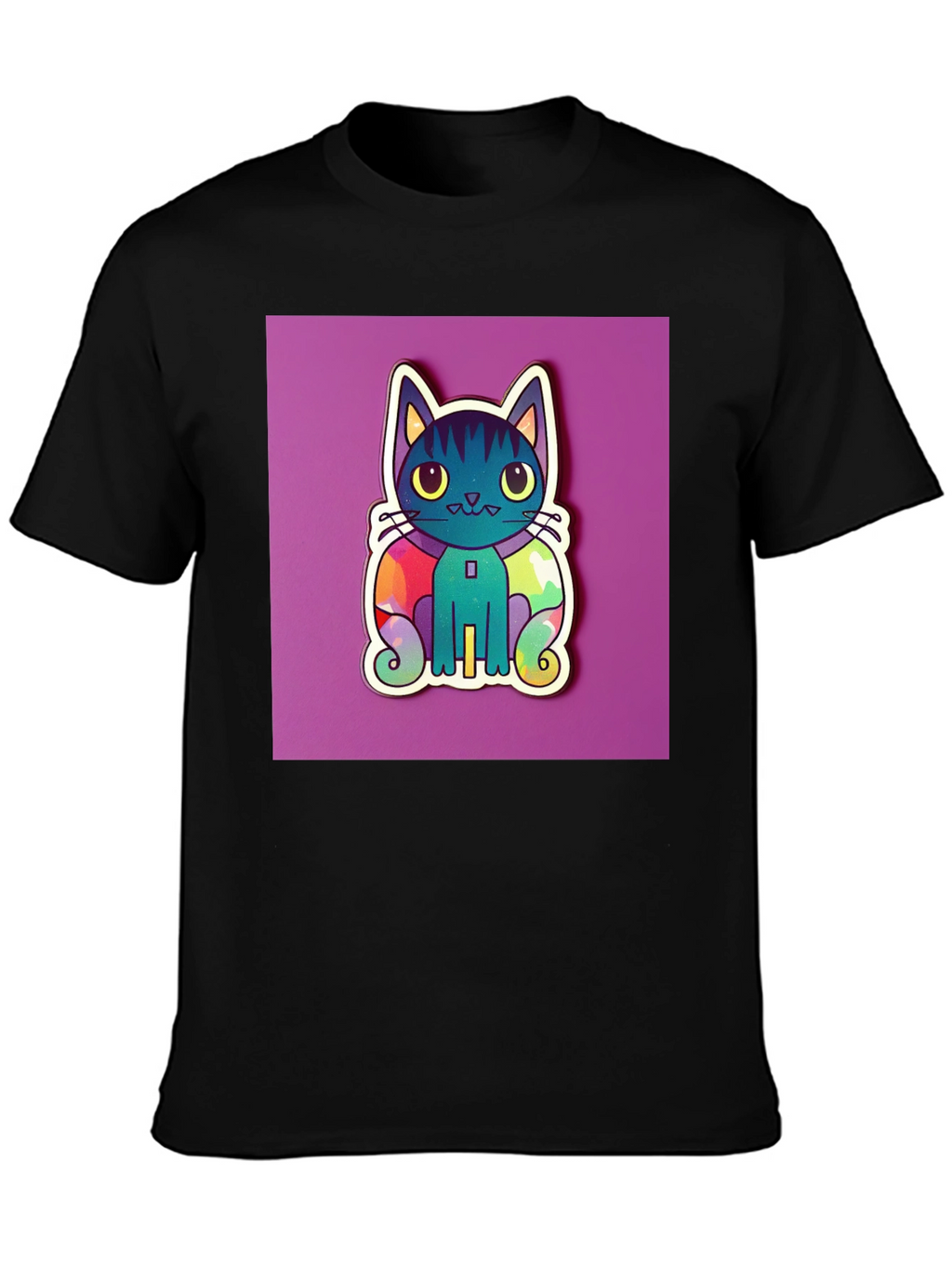 Cute Cat Graphic T-Shirt - Black