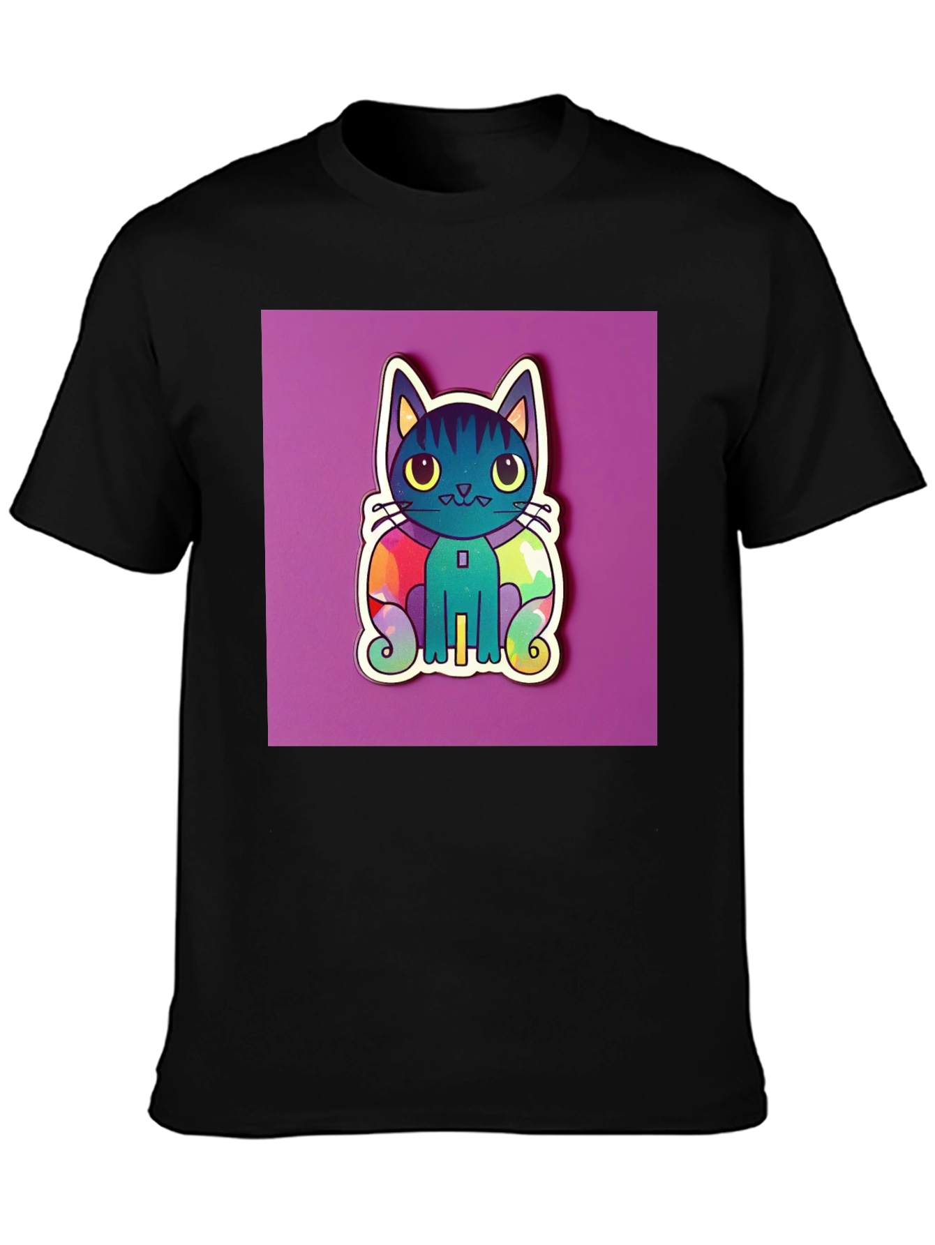Cute Cat Graphic T-Shirt - Black