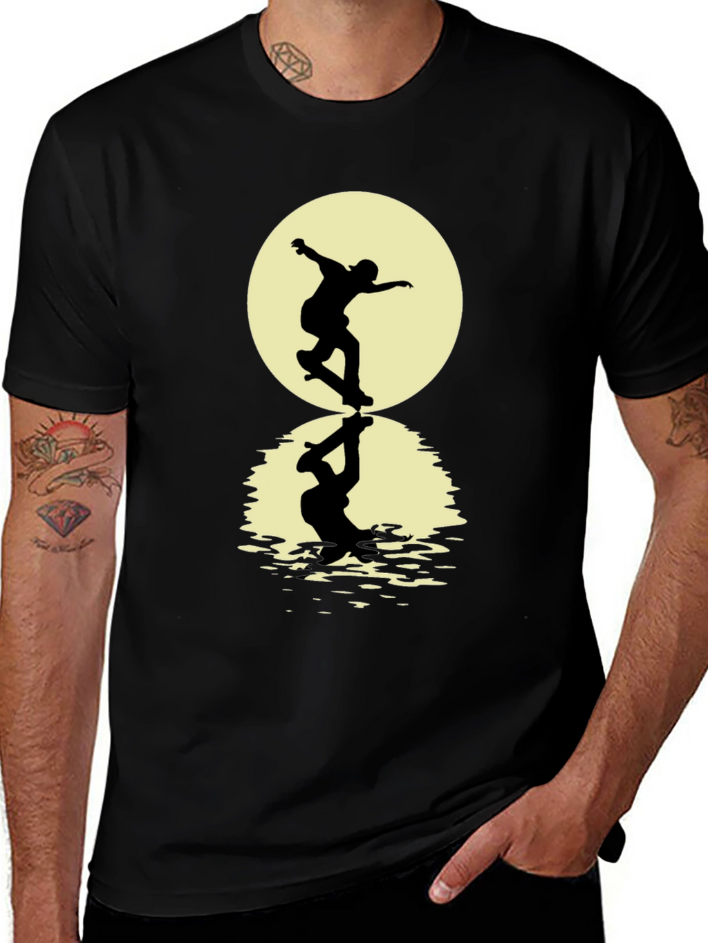 Skateboarding Silhouette T-Shirt - Black Graphic Tee