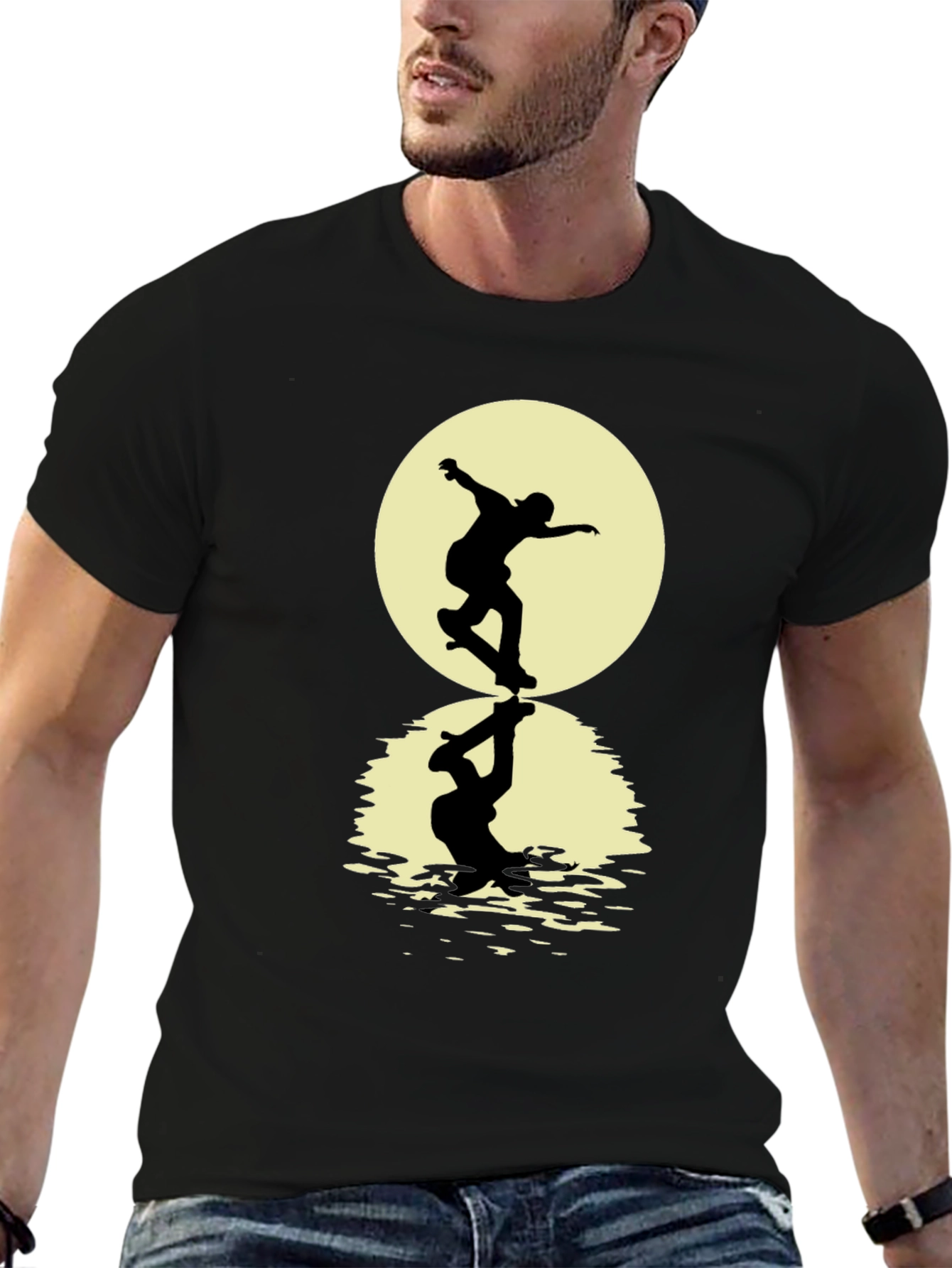 Skateboarding Silhouette T-Shirt - Black Graphic Tee