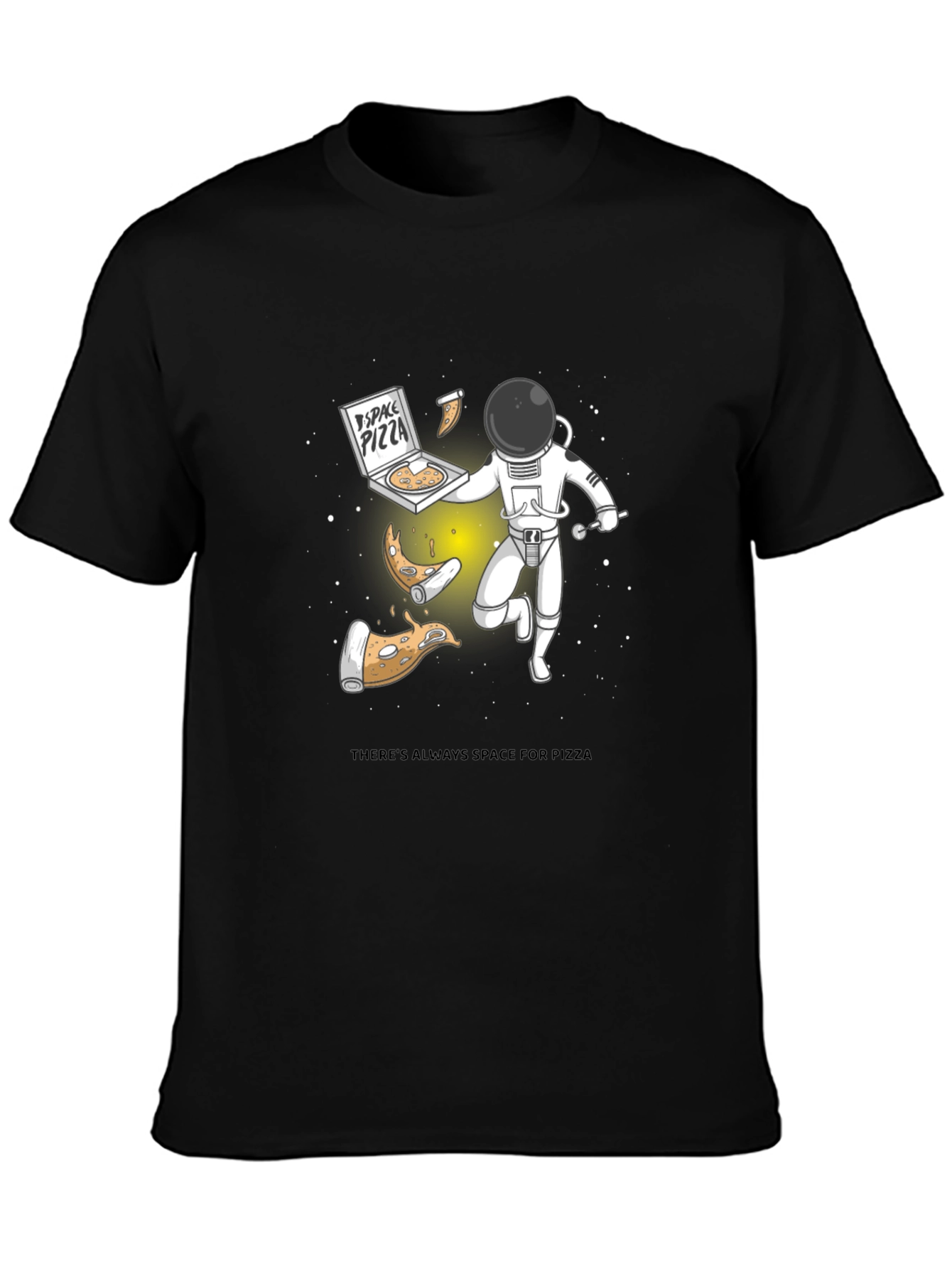 Space Pizza Black Graphic T-Shirt