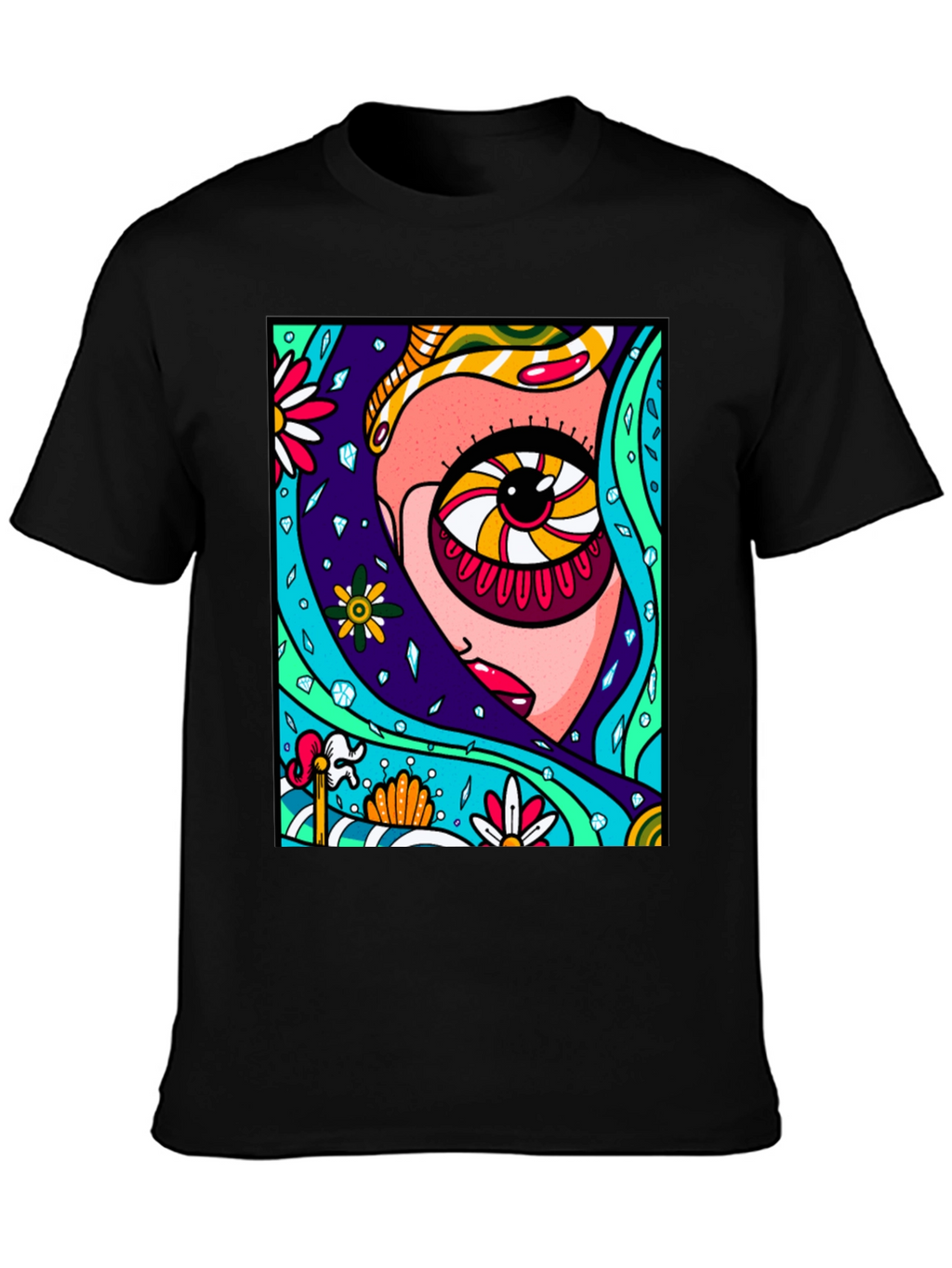 Eye-Catching Abstract Graphic Print Black T-Shirt