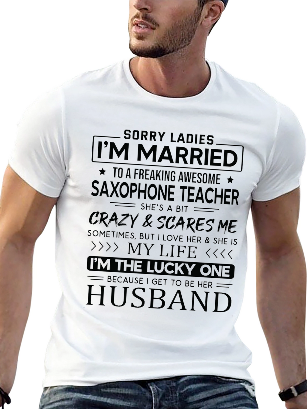Saxophone Teacher Husband Graphic Tee