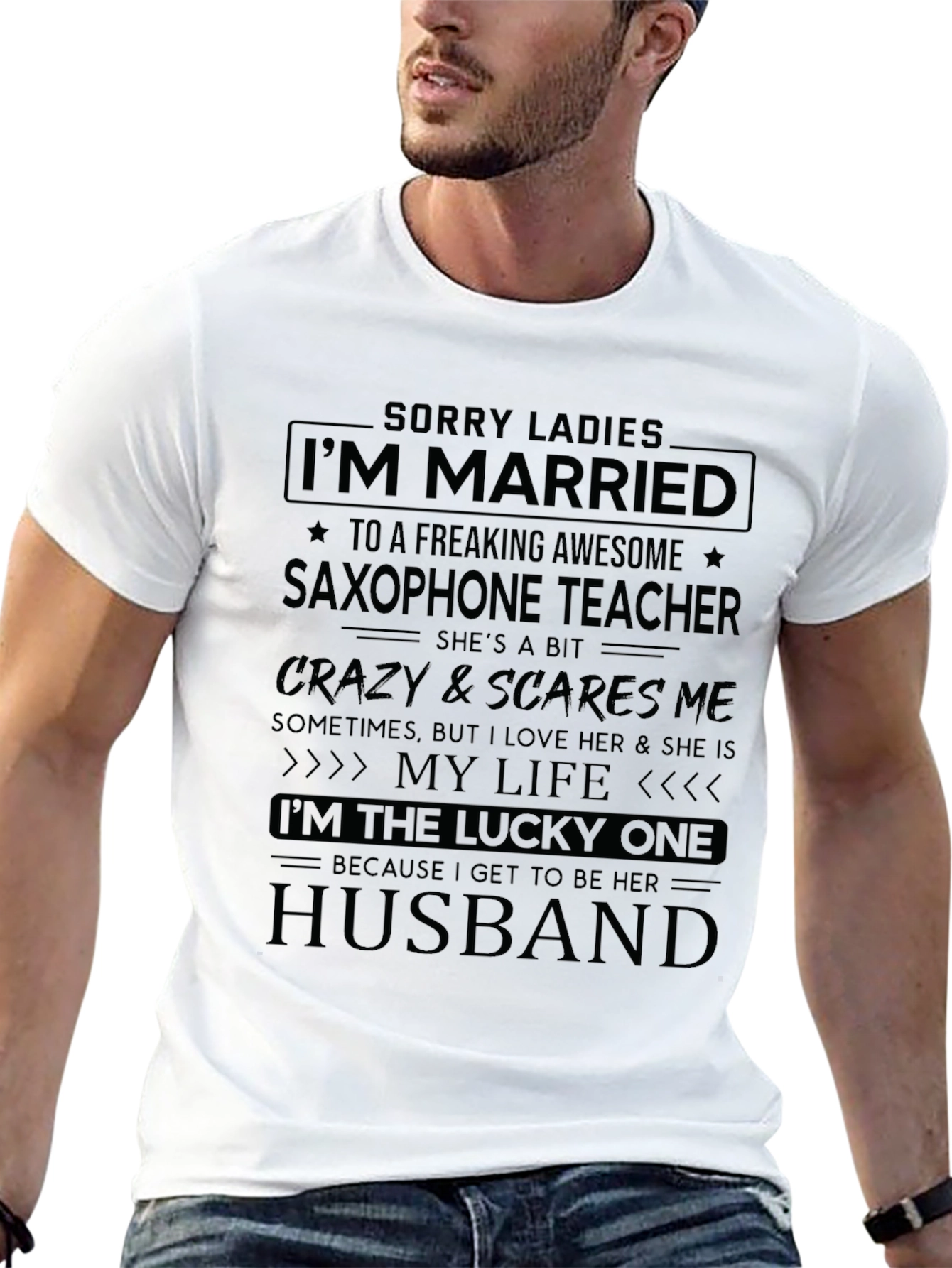 Saxophone Teacher Husband Graphic Tee