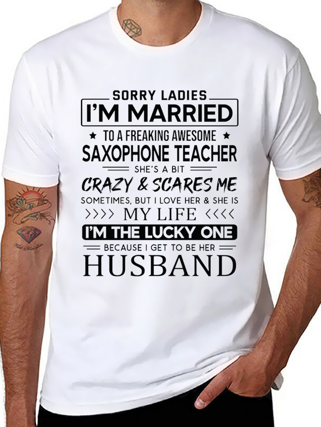 Saxophone Teacher Husband Graphic Tee