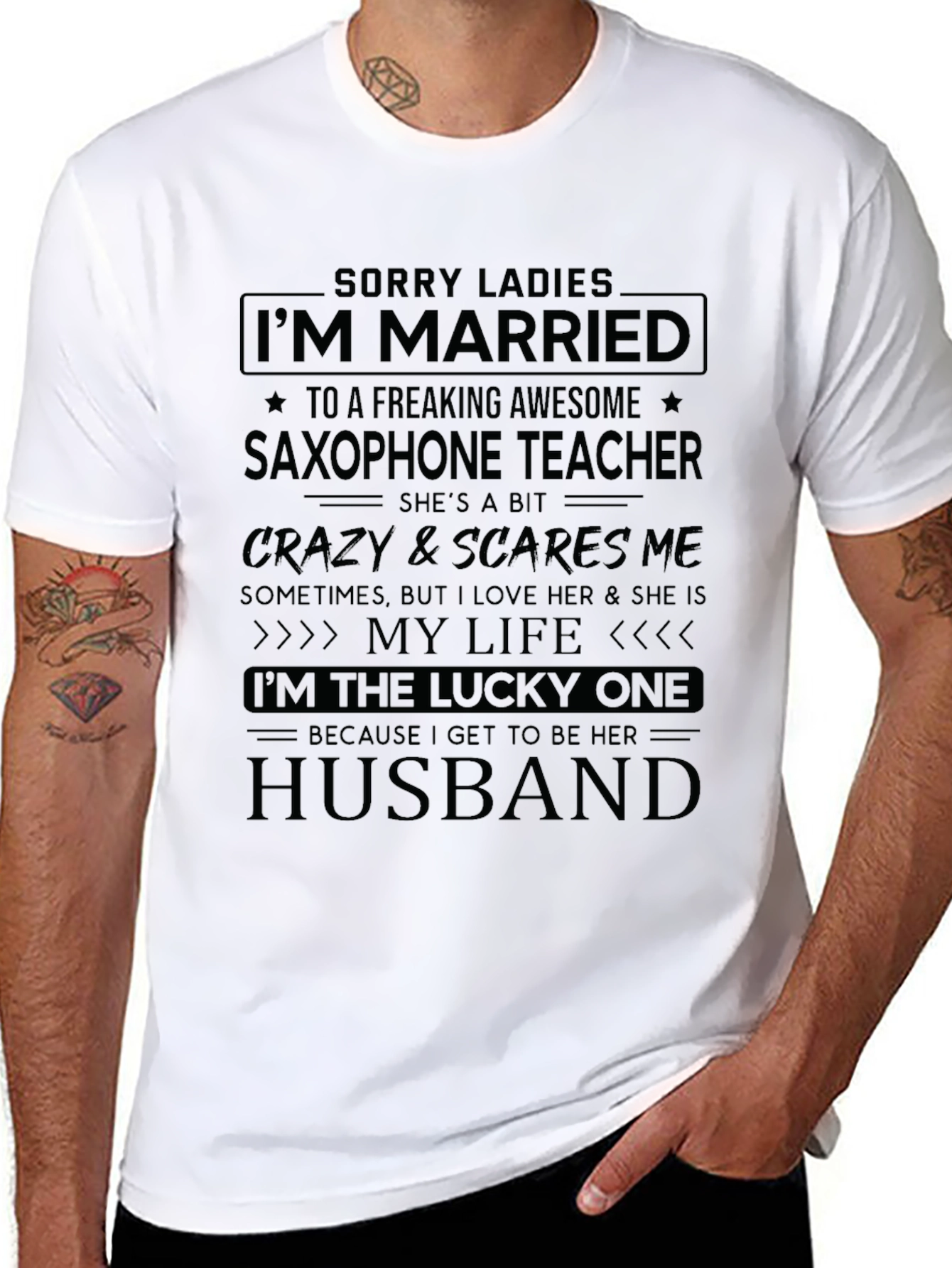 Saxophone Teacher Husband Graphic Tee
