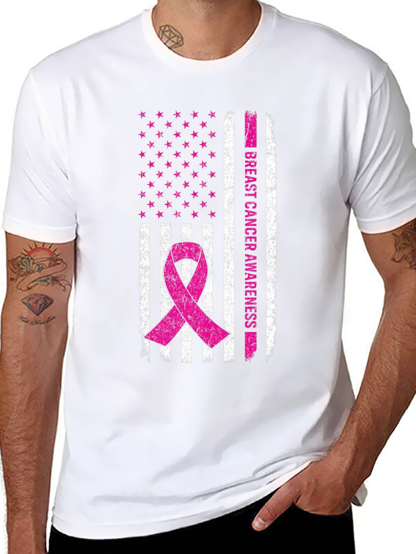 Breast Cancer Awareness Flag T-Shirt