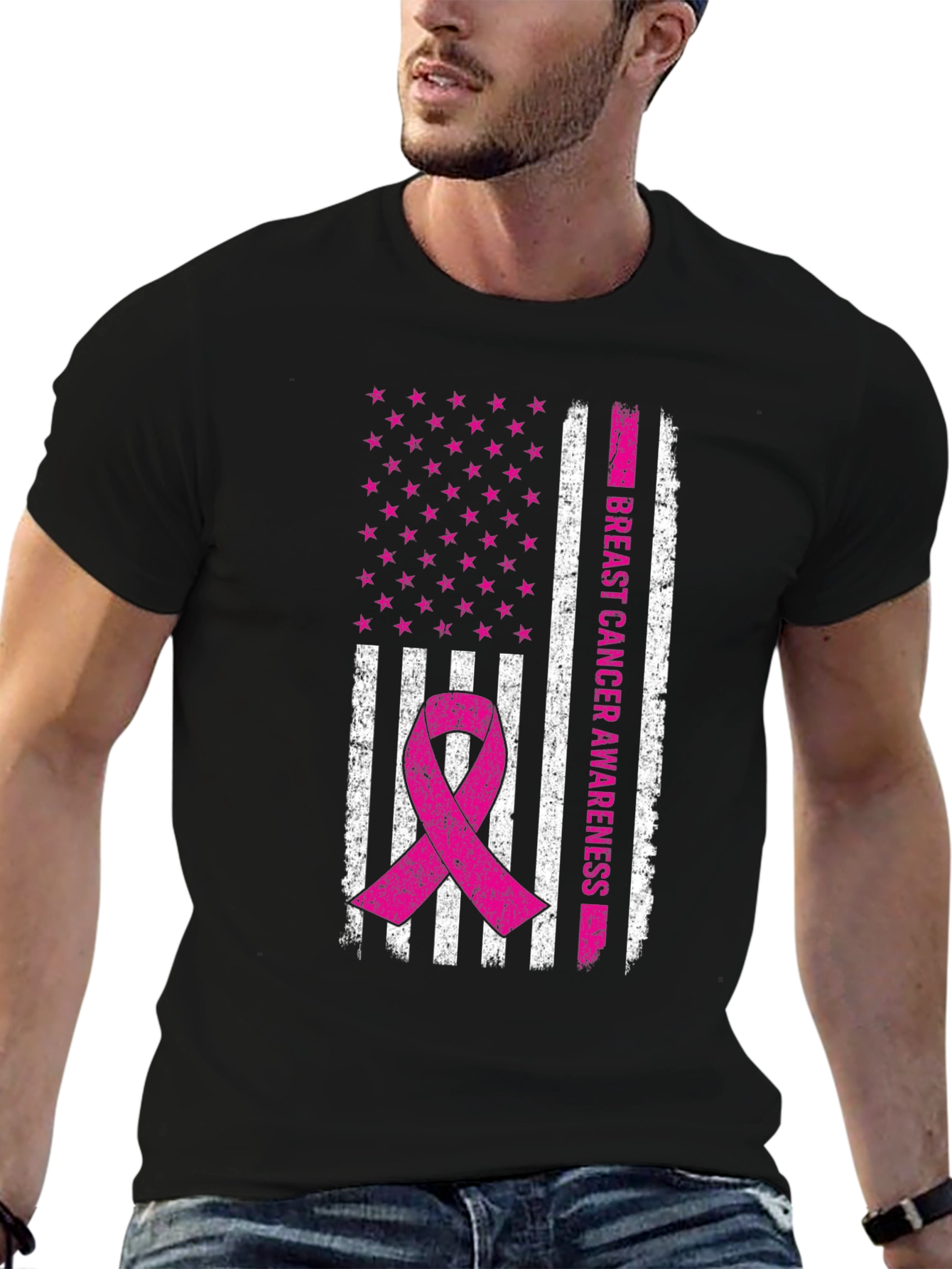Breast Cancer Awareness Flag T-Shirt