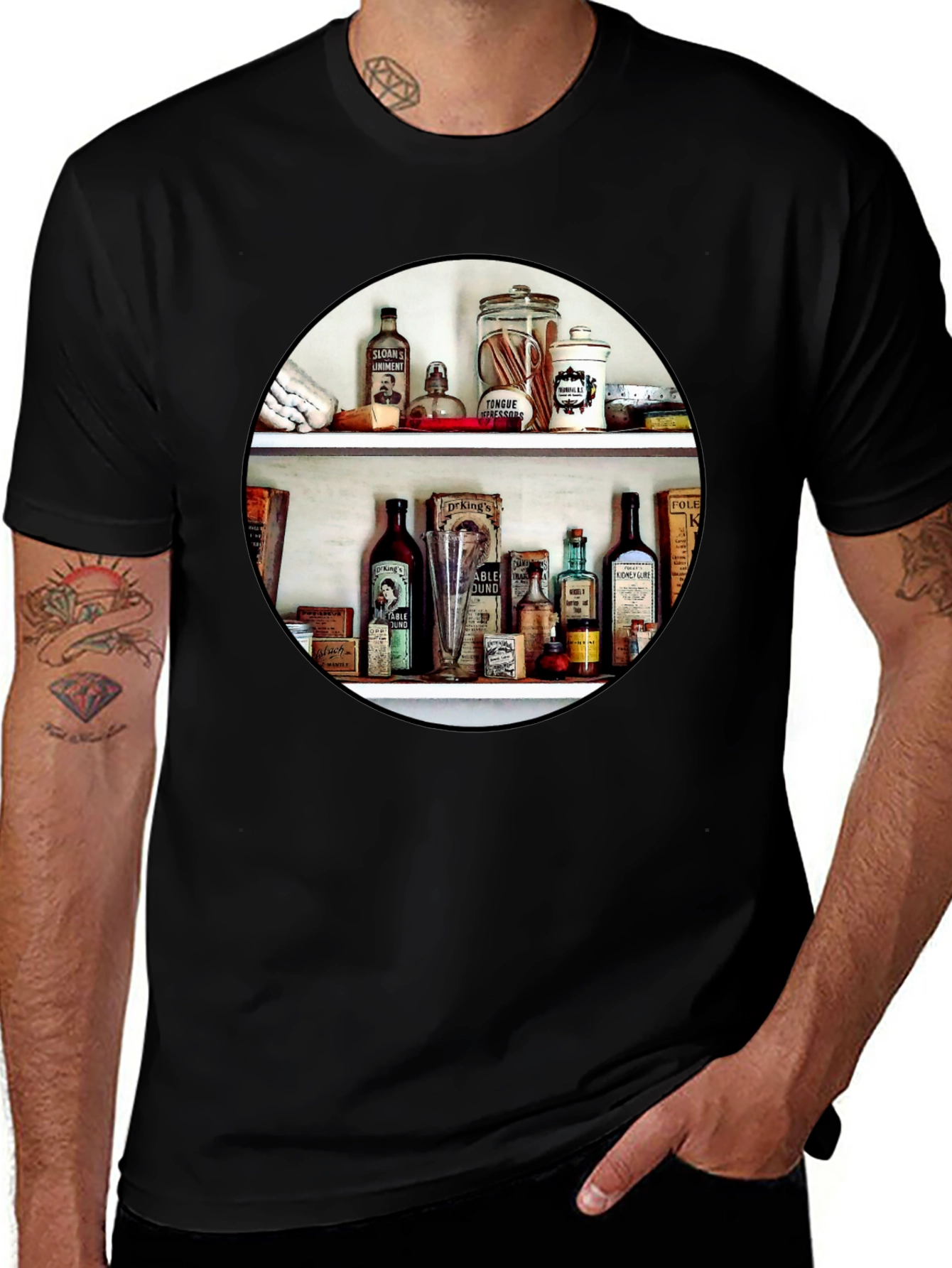 Apothecary Shelf T-Shirt - Vintage Design