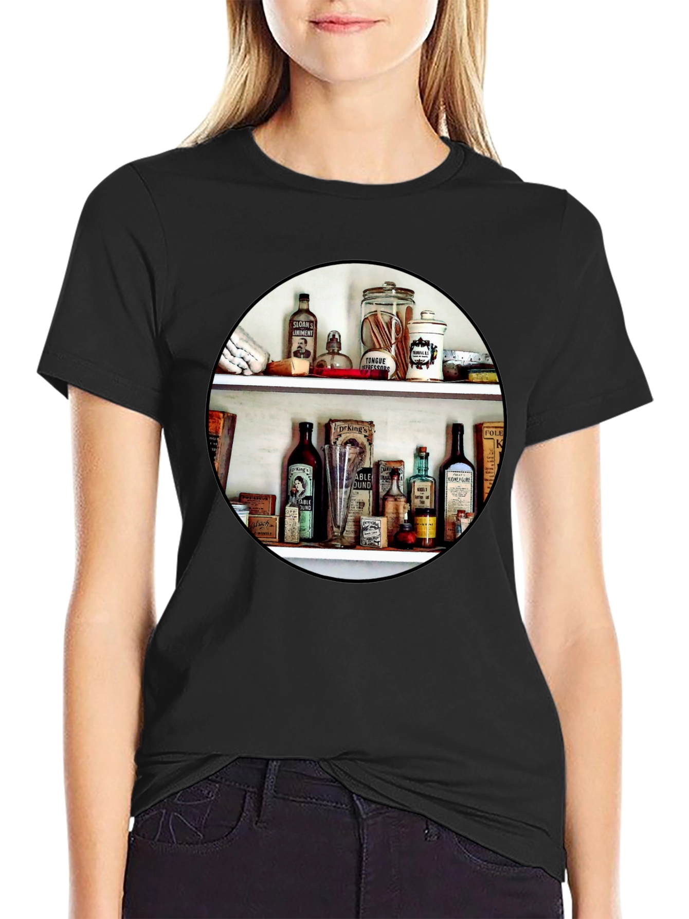 Apothecary Shelf T-Shirt - Vintage Design