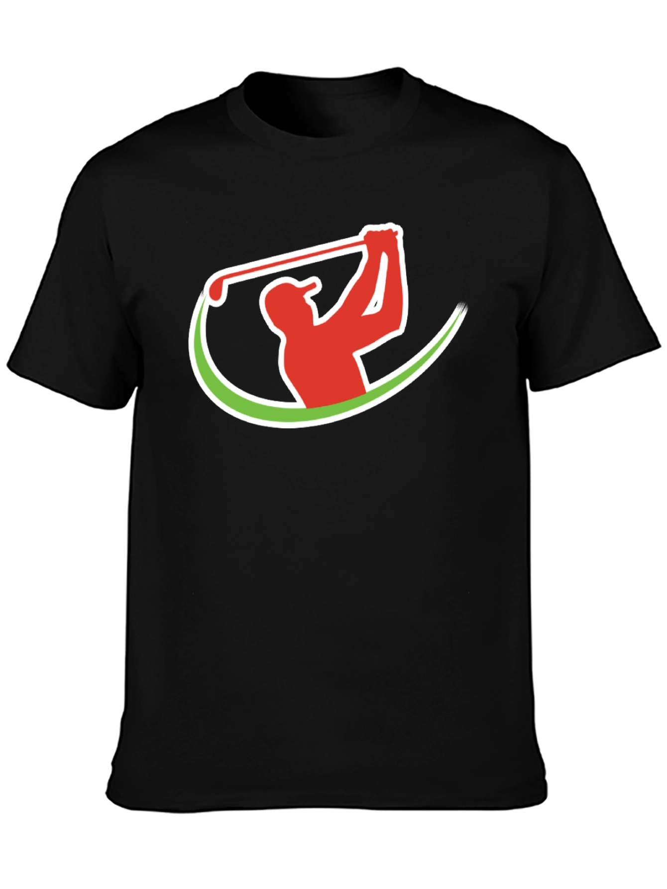 Golf Swing Graphic Tee - Black Cotton T-Shirt