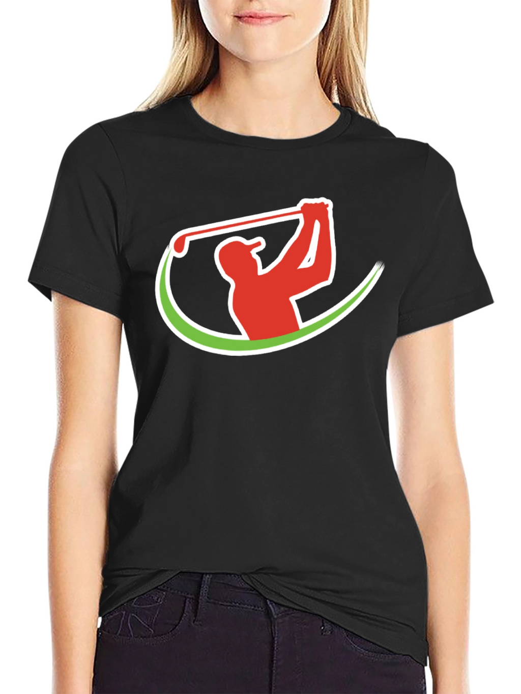 Golf Swing Graphic Tee - Black Cotton T-Shirt