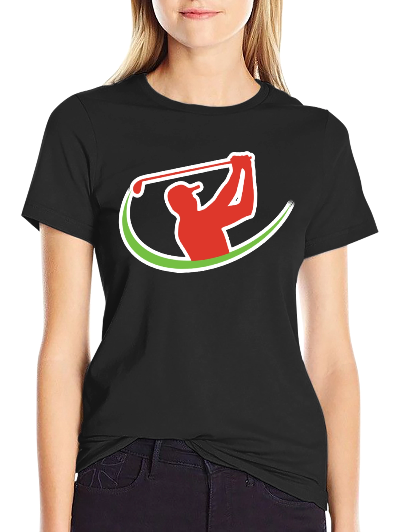 Golf Swing Graphic Tee - Black Cotton T-Shirt
