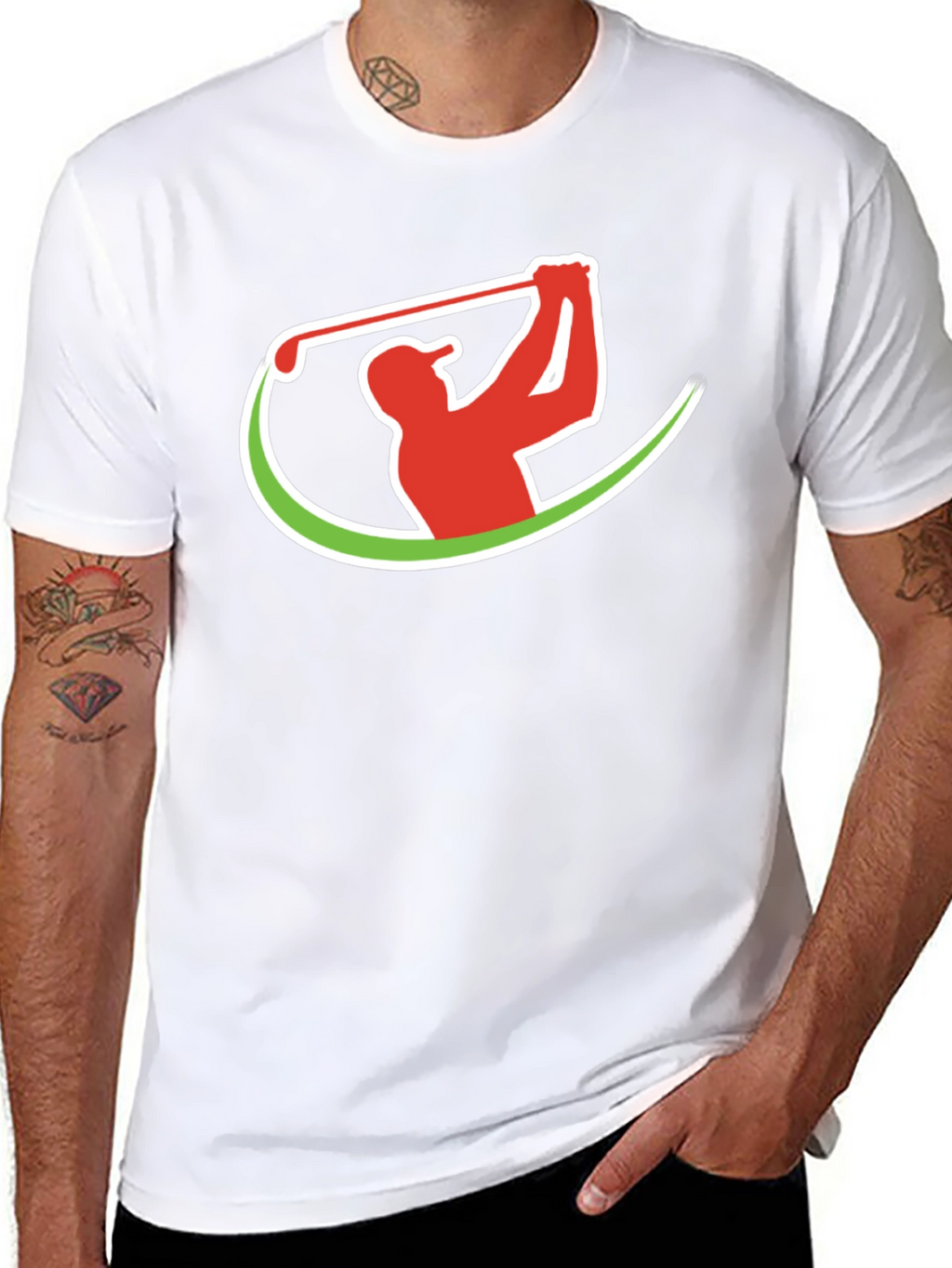 Golf Swing Graphic Tee - Black Cotton T-Shirt