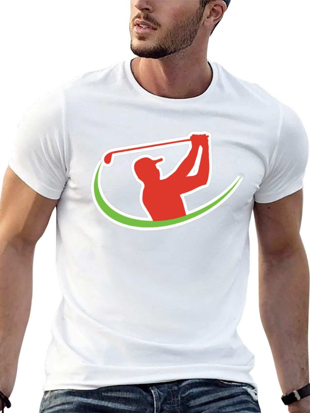 Golf Swing Graphic Tee - Black Cotton T-Shirt