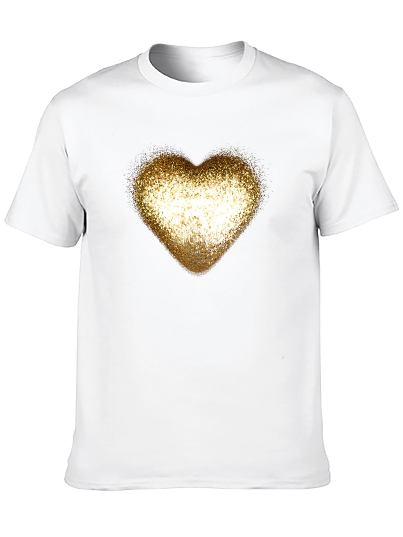 Golden Glitter Heart Black T-Shirt