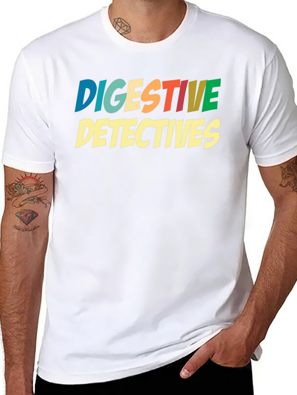 Digestive Detectives Graphic Print Tee - Black Cotton Blend