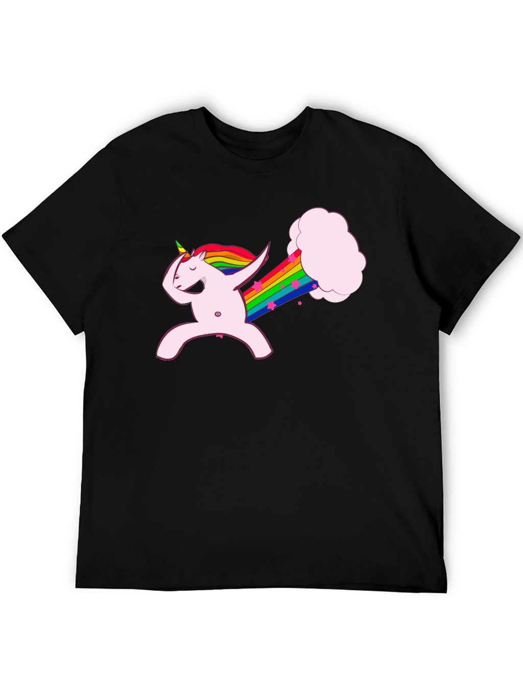 Dabbing Unicorn Rainbow Fart Black T-Shirt