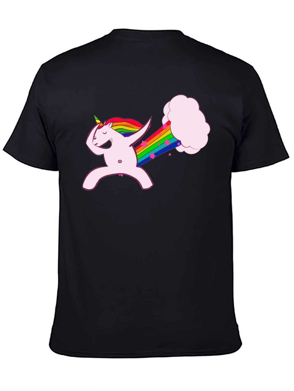 Dabbing Unicorn Rainbow Fart Black T-Shirt