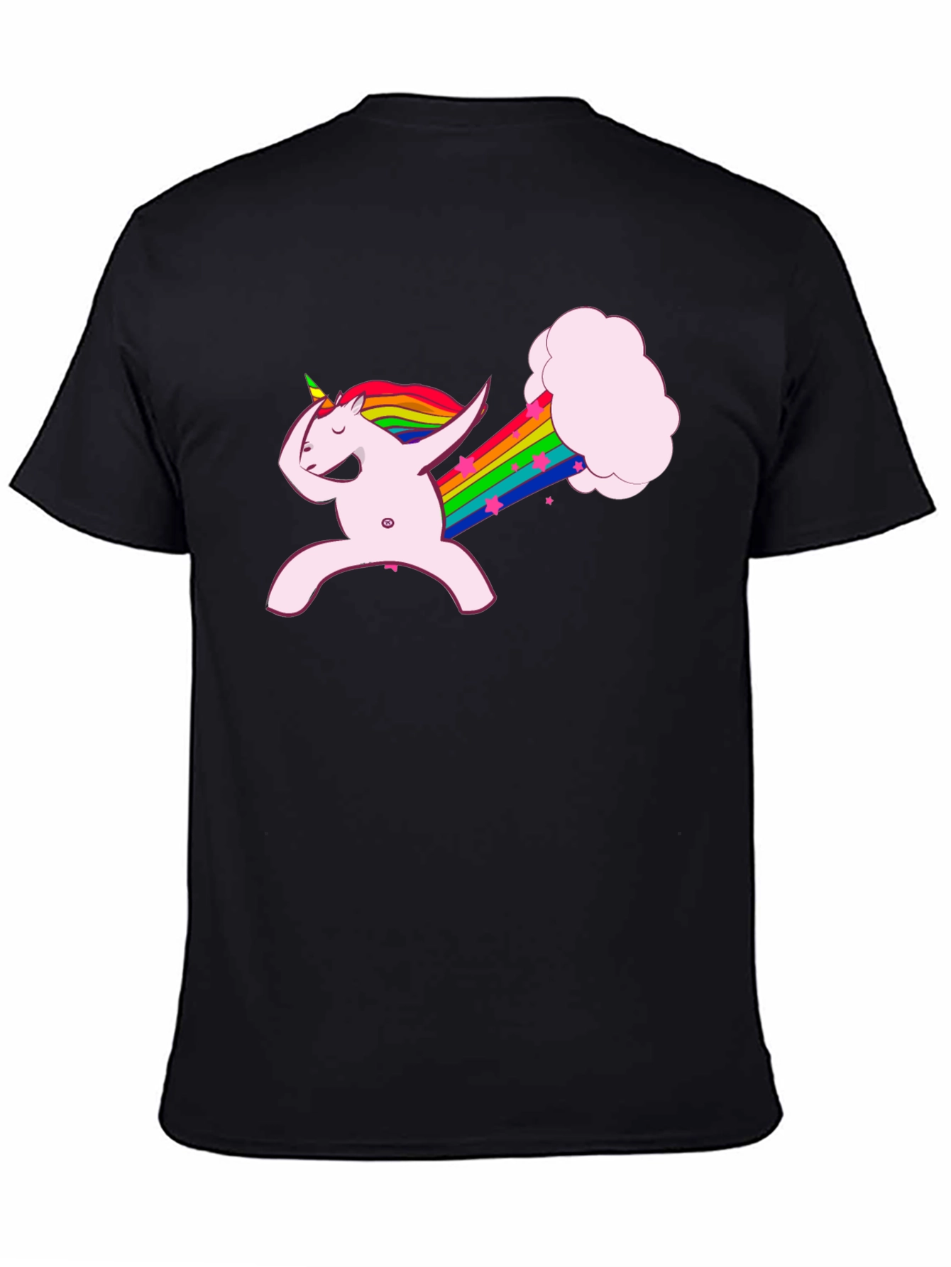 Dabbing Unicorn Rainbow Fart Black T-Shirt