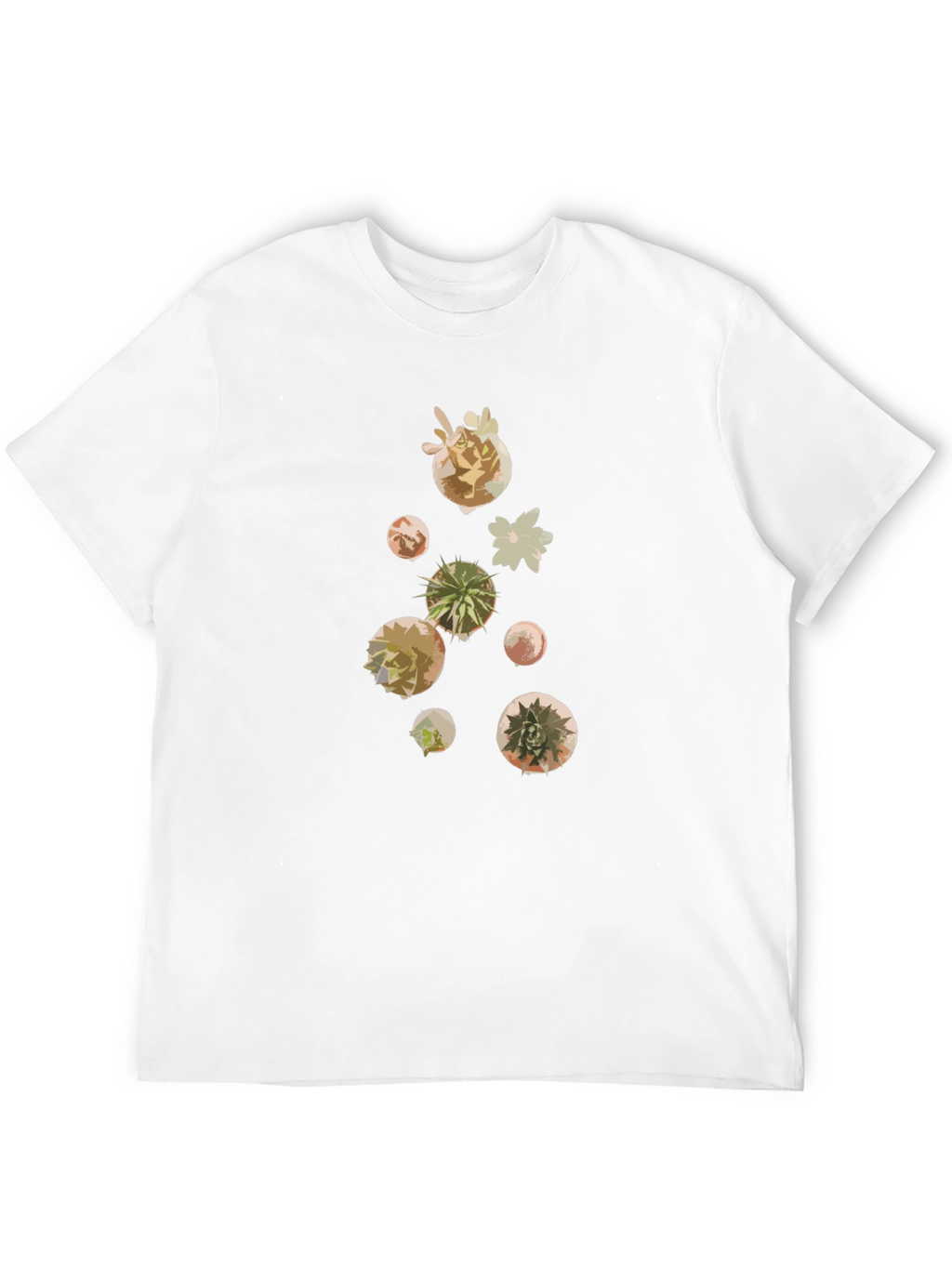 Modern Succulent Print Black T-Shirt