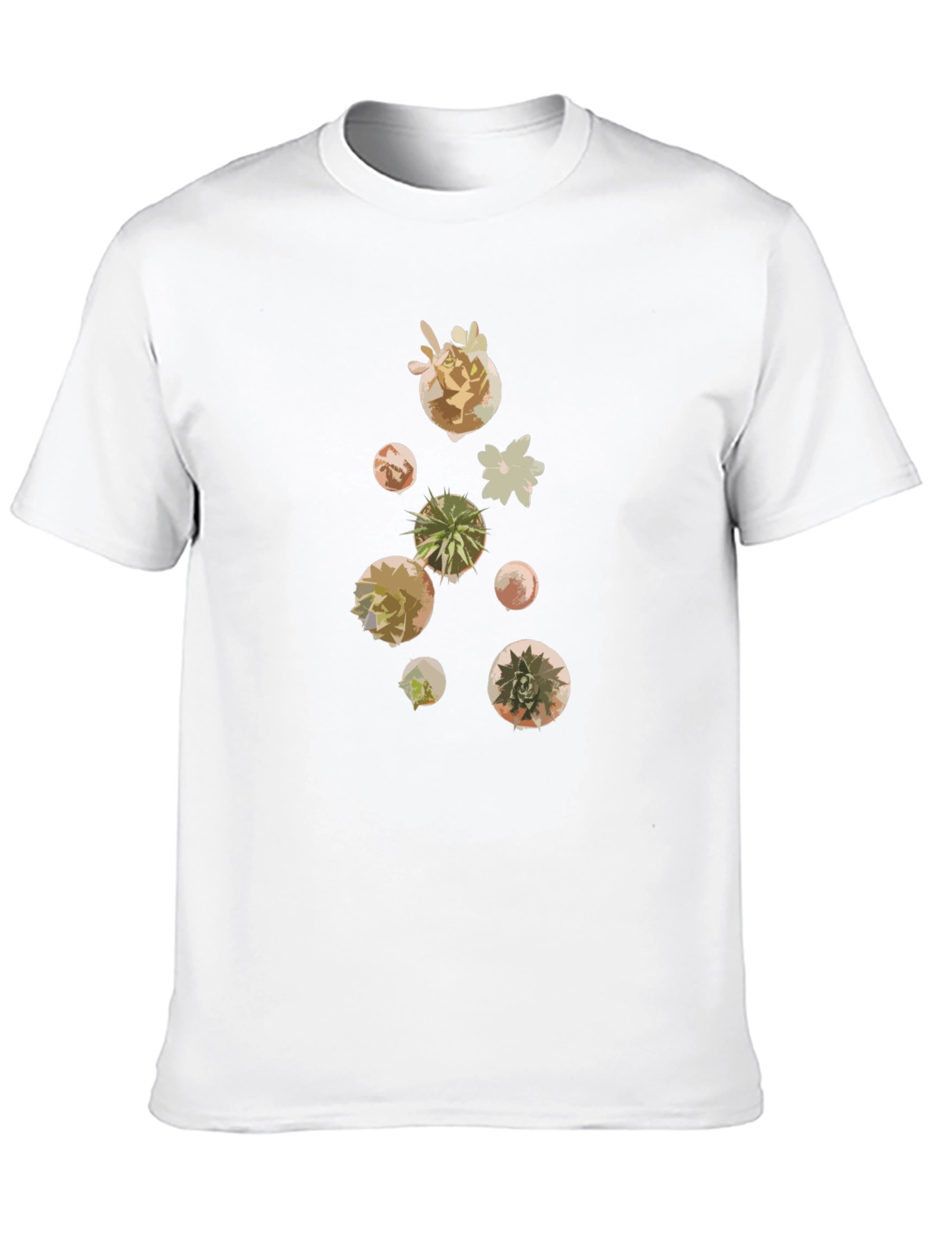 Modern Succulent Print Black T-Shirt