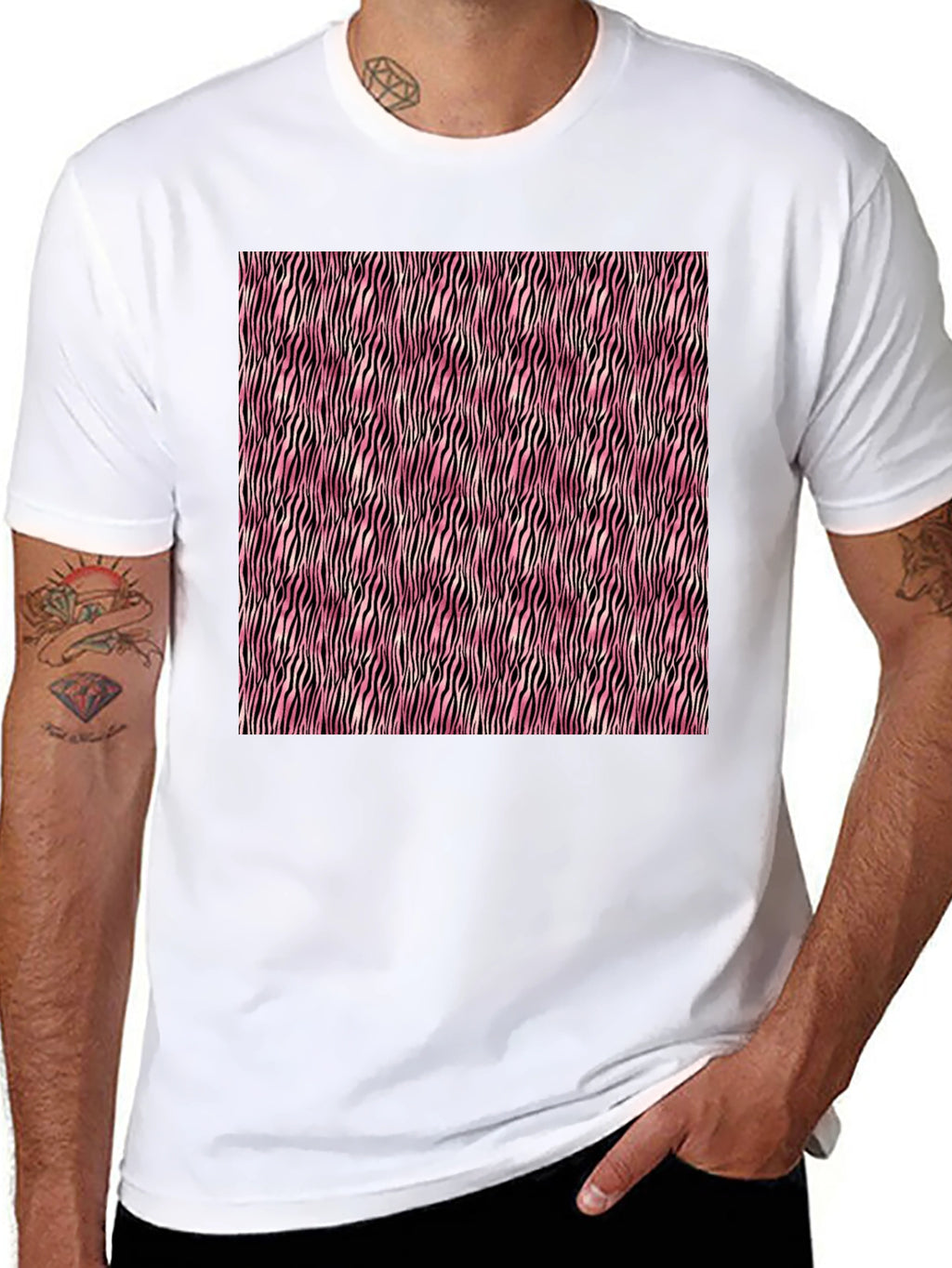 Pink Zebra Stripe Mens Tee