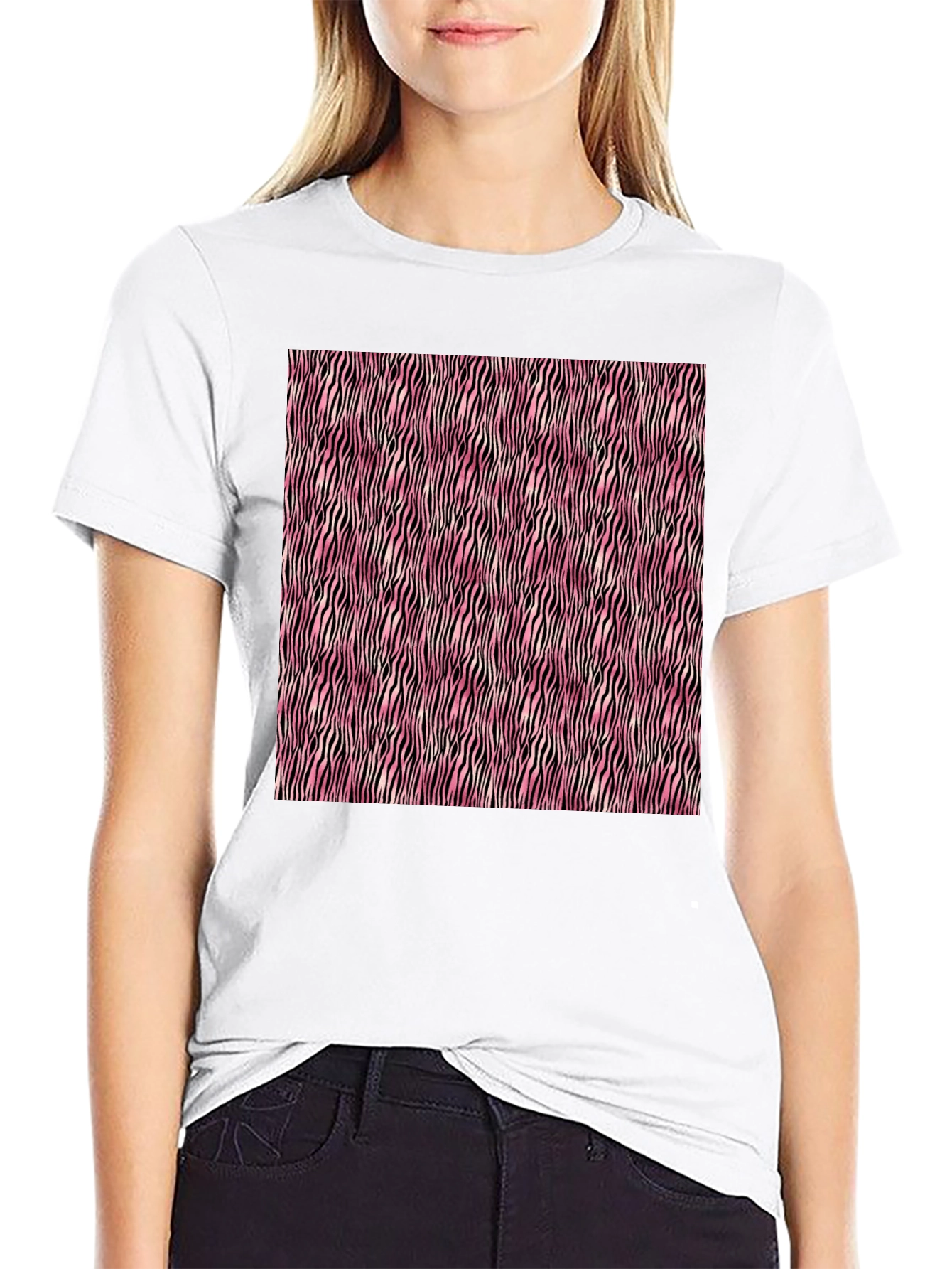 Pink Zebra Stripe Mens Tee