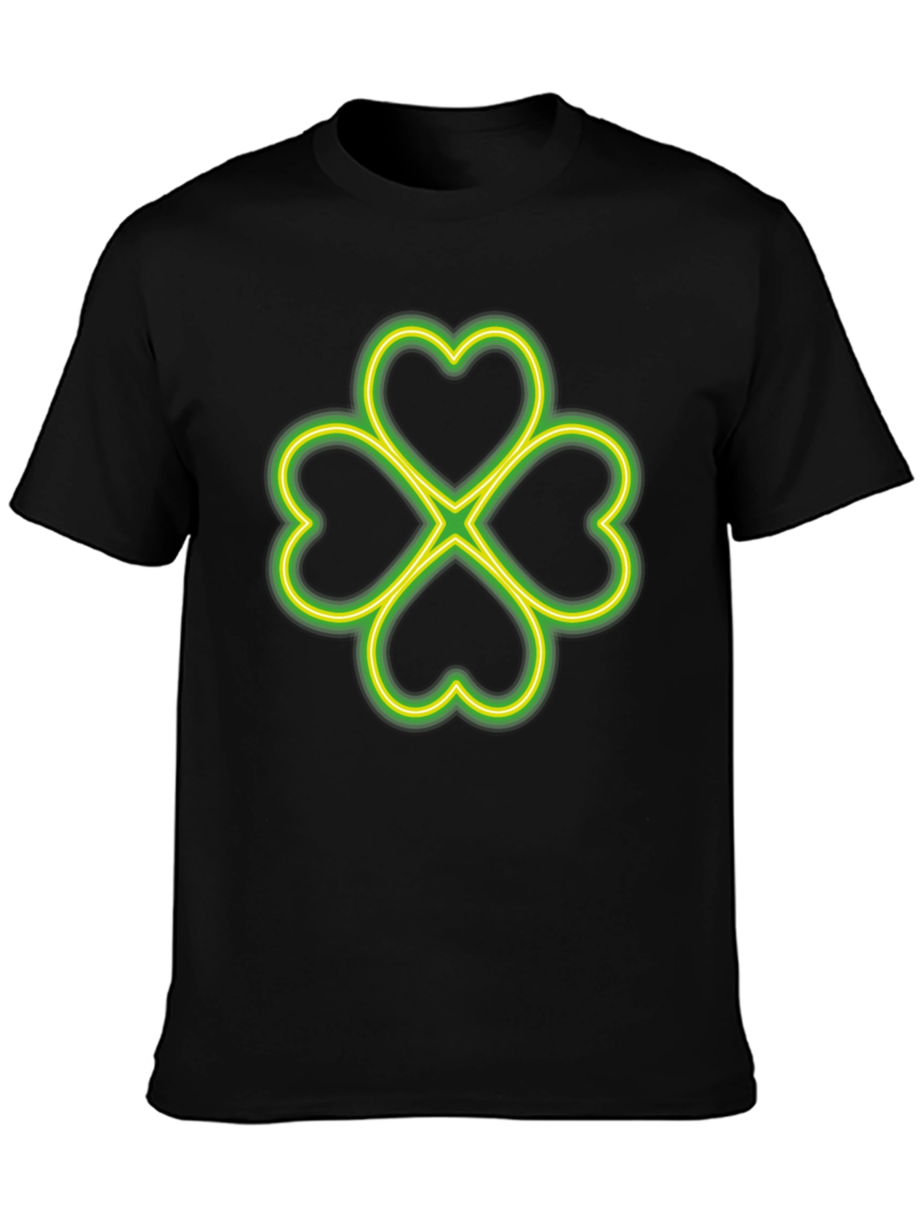 Neon Shamrock T-Shirt - Lucky Four Leaf Clover Graphic Tee